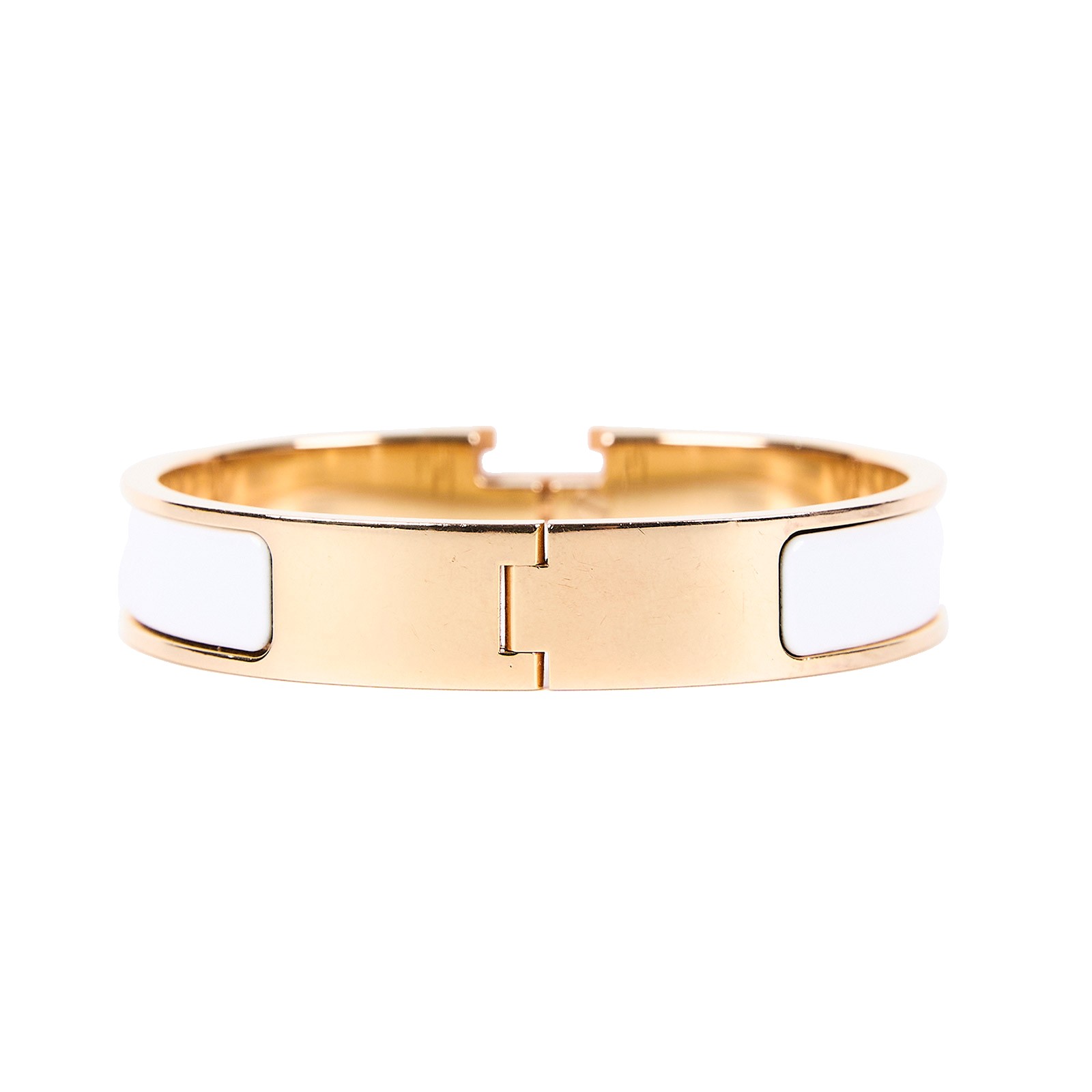 愛馬仕 Hermès Clic H PM 手環 白色 H700001FO31PM F1 02 34 白玫瑰金CLIC H手環 原廠盒子/防塵袋
