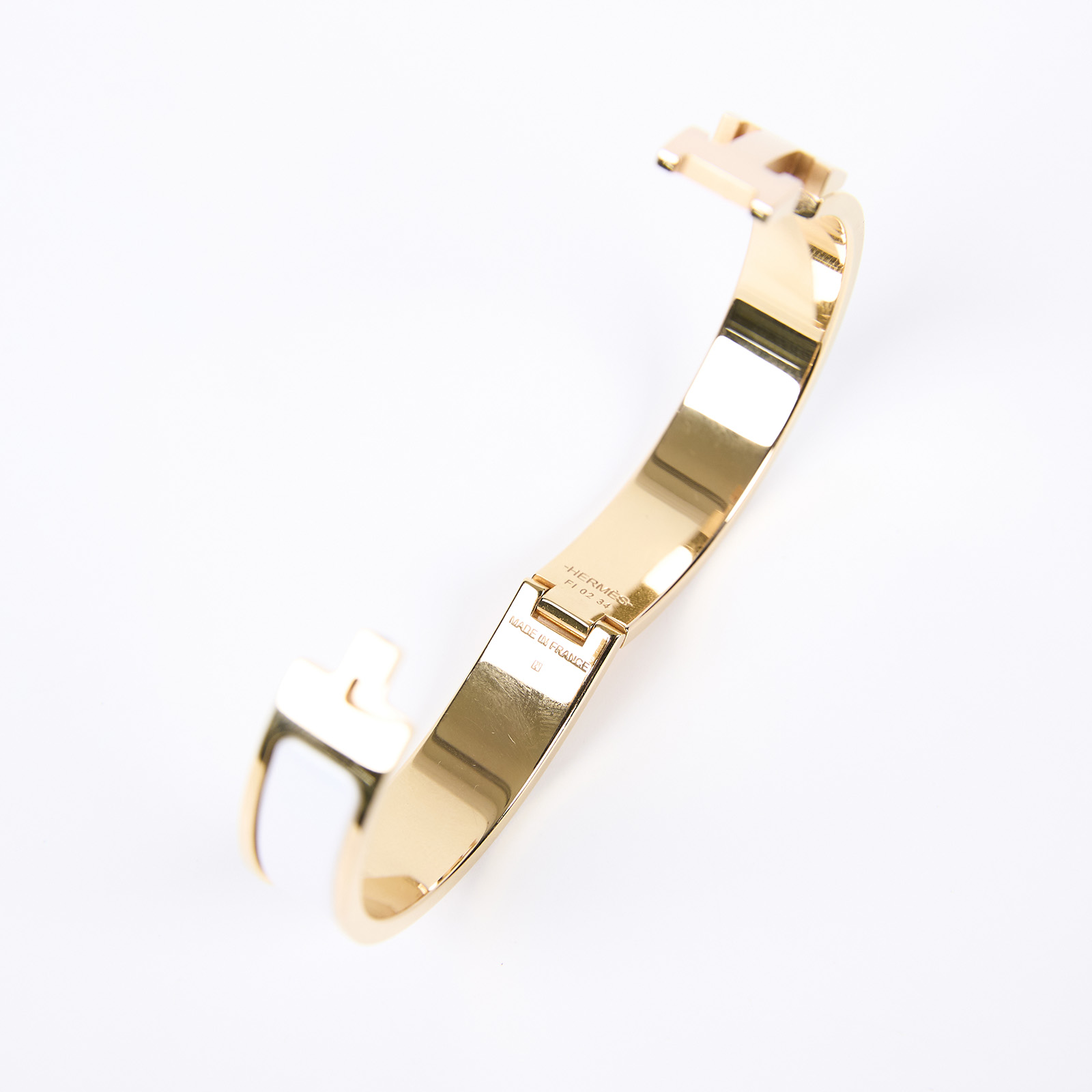 愛馬仕 Hermès Clic H PM 手環 白色 H700001FO31PM F1 02 34 白玫瑰金CLIC H手環 原廠盒子/防塵袋