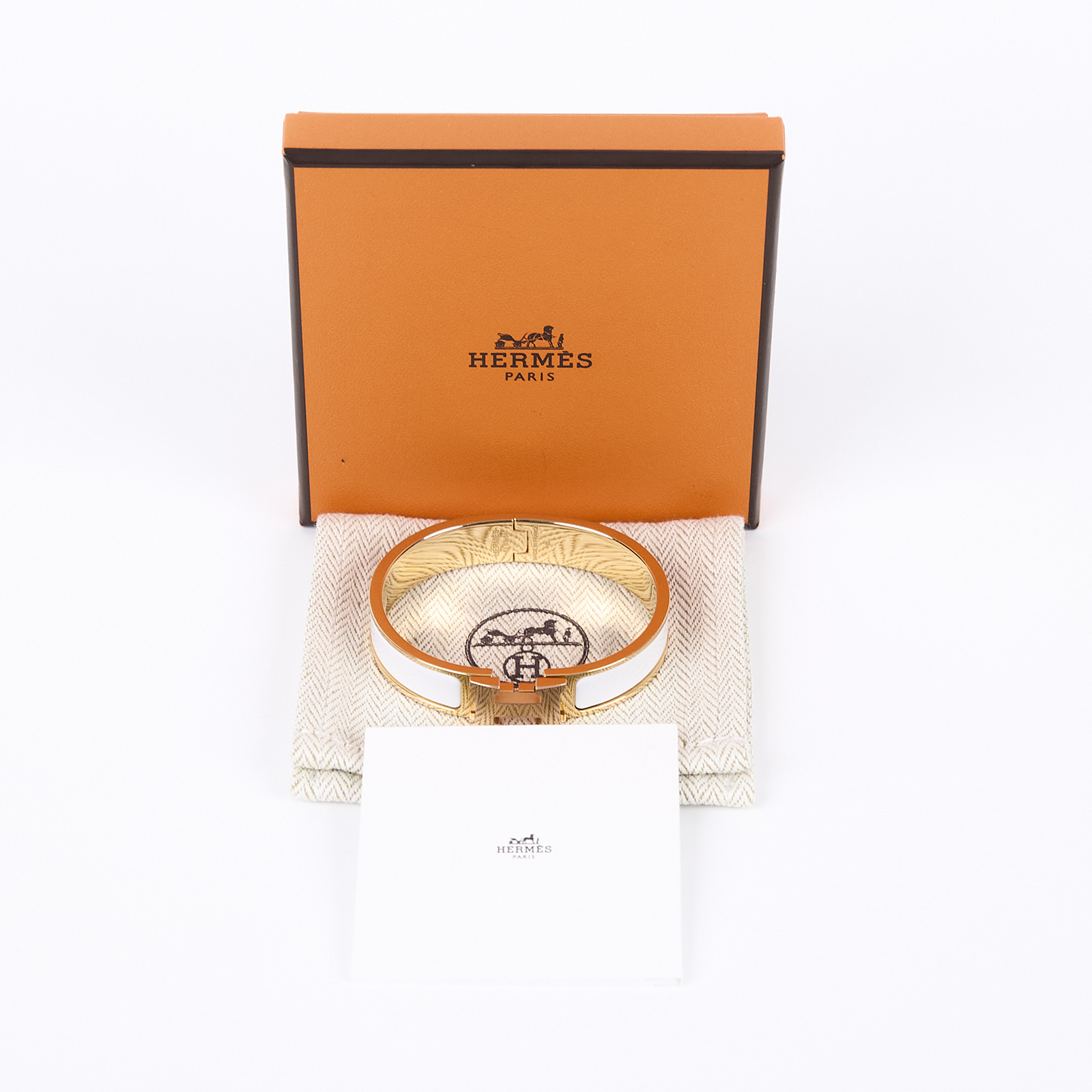 愛馬仕 Hermès Clic H PM 手環 白色 H700001FO31PM F1 02 34 白玫瑰金CLIC H手環 原廠盒子/防塵袋