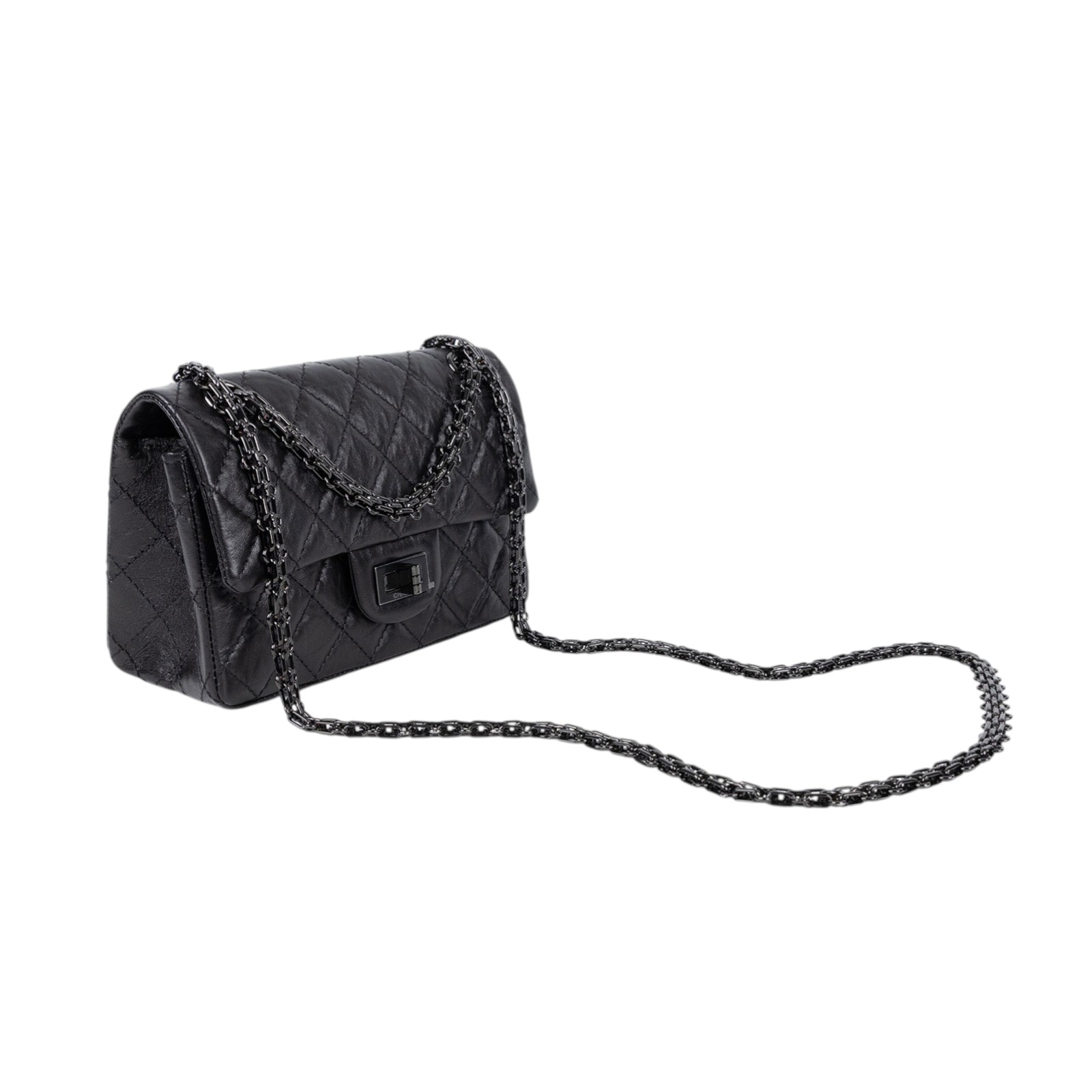 香奈兒 CHANEL 2.55 迷你 口蓋包 AS0874 晶片款 SO BLACK 2.55 MINI 防塵袋/原廠盒子