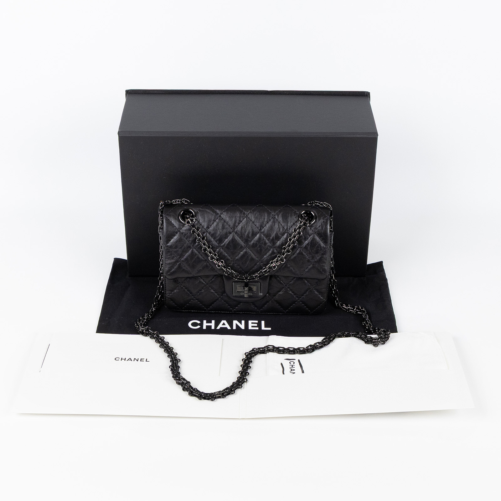 香奈兒 CHANEL 2.55 迷你 口蓋包 AS0874 晶片款 SO BLACK 2.55 MINI 防塵袋/原廠盒子