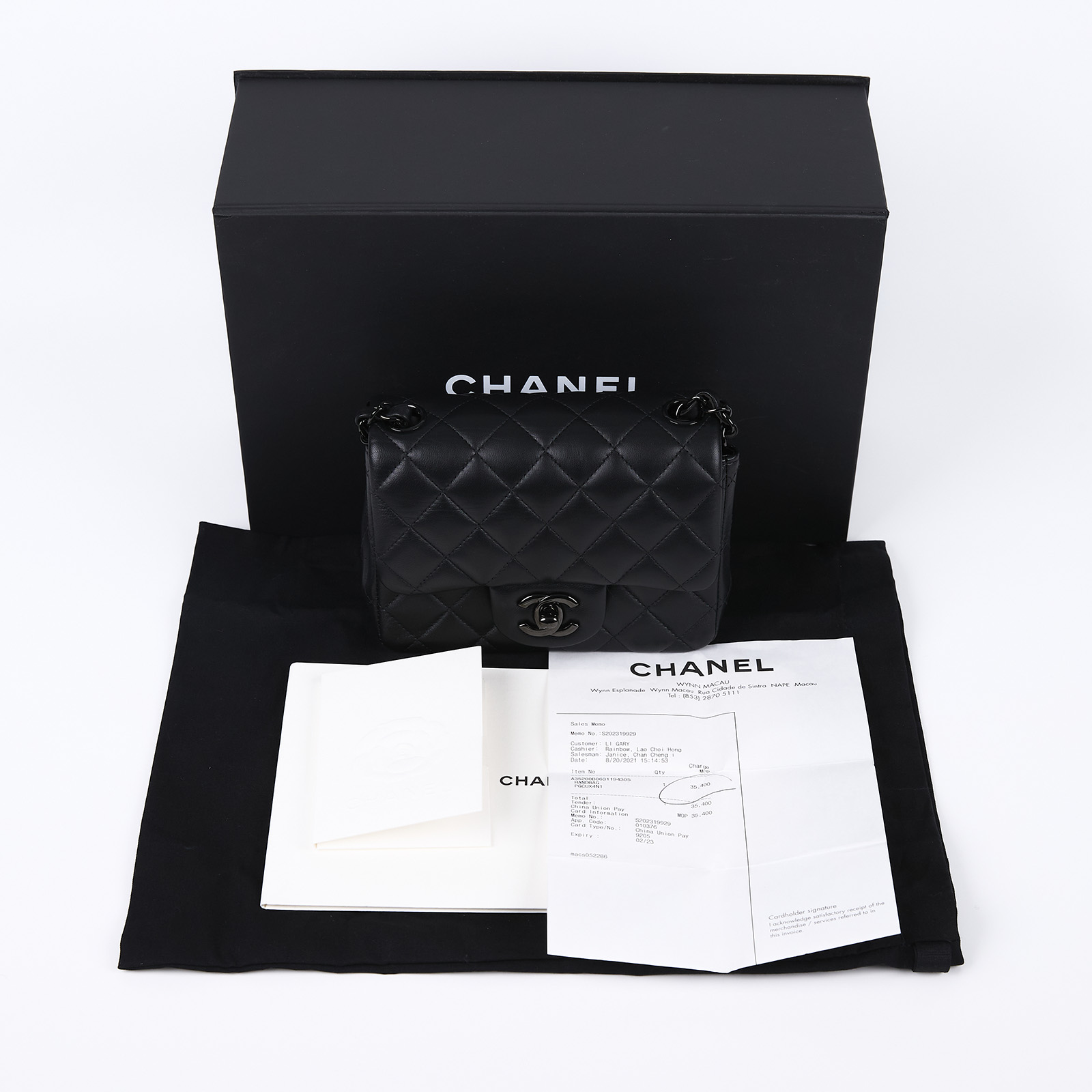 香奈兒 CHANEL CF 方形 迷你 口蓋包 A35200 B06311 晶片款 A35200 SO BLACK方胖 防塵袋/原廠盒子/購買證明