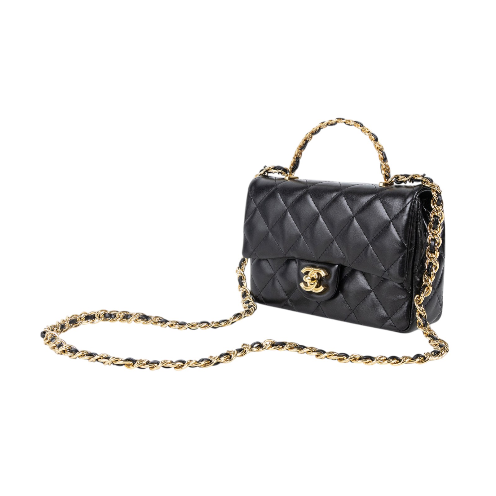 香奈兒 CHANEL Handle 20 迷你 手提 口蓋包 AS4023 晶片款 黑手提2WAY 防塵袋/原廠盒子/購買證明影本