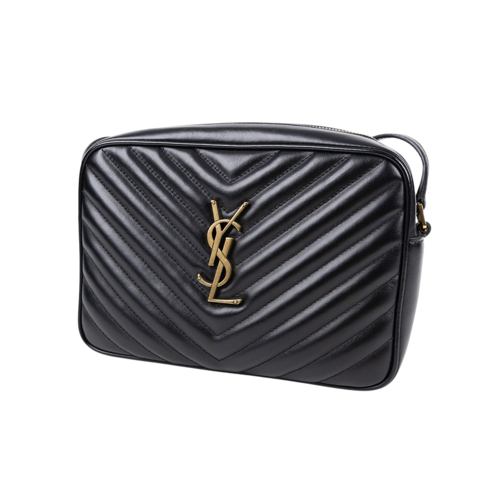 聖羅蘭 YSL SAINT LAURENT Monogram V字紋 流蘇 斜背包 520534DV707 黑流蘇相機包 防塵袋/保證卡
