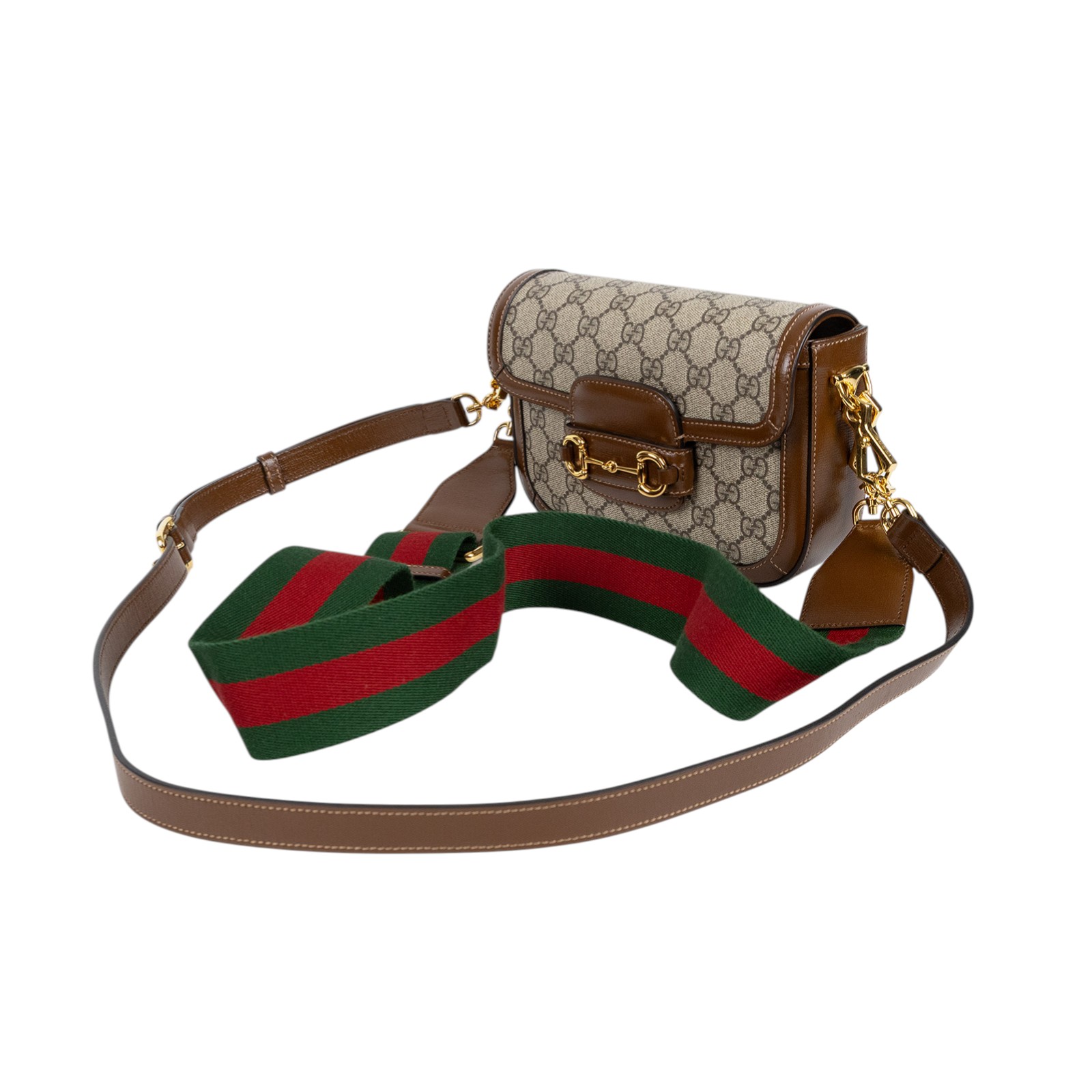 古馳 GUCCI Horsebit 1955 迷你 馬鞍包 658574 520981 棕雙G1955 Horsebit 肩背包 防塵袋