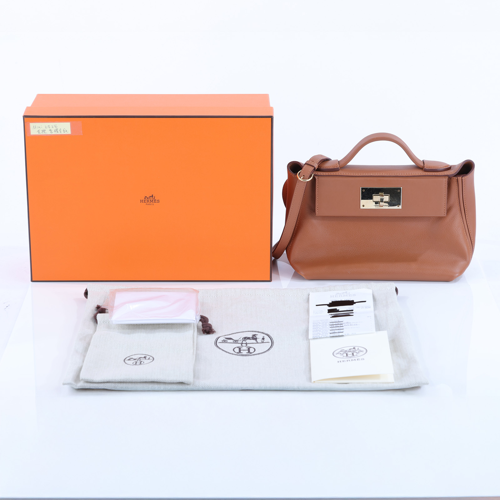 愛馬仕 Hermès 24/24 21 Mini 手提包 H082153 H082153CP U刻 24/24 MINI 金棕 防塵袋/原廠盒子/購買證明