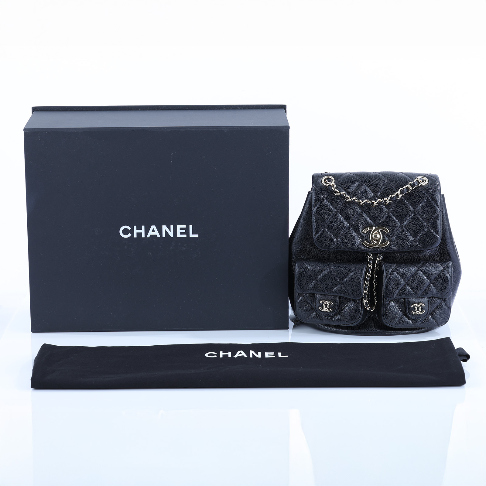 香奈兒 CHANEL Duma 經典 CC Logo 菱格紋 雙肩 後背包 AS3860 晶片款 黑荔枝DUMA後背包 防塵袋/原廠盒子