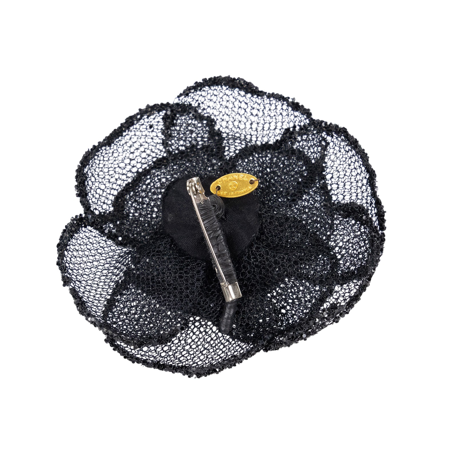 香奈兒 CHANEL 胸針 飾品  黑網紗胸針 原廠盒子