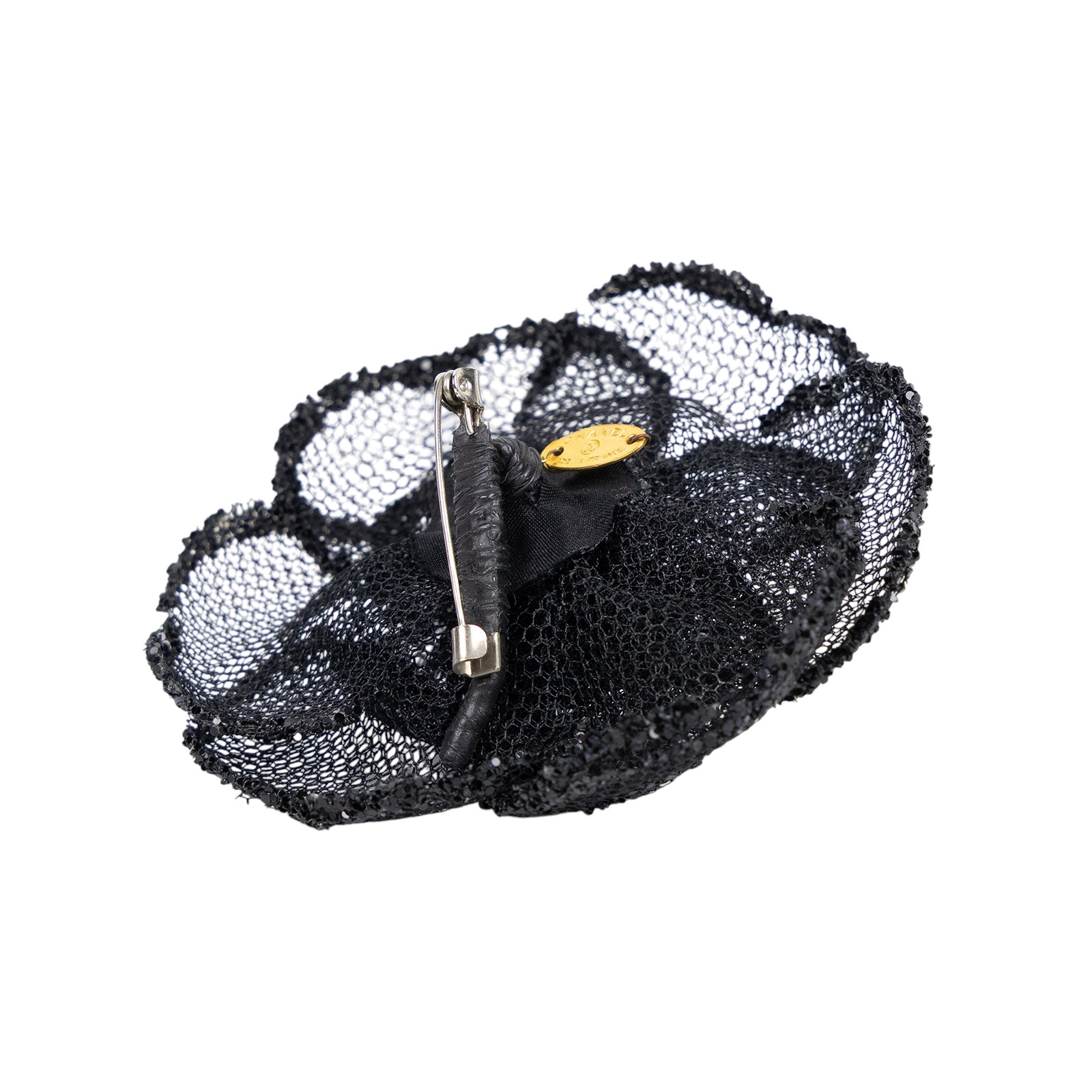 香奈兒 CHANEL 胸針 飾品  黑網紗胸針 原廠盒子