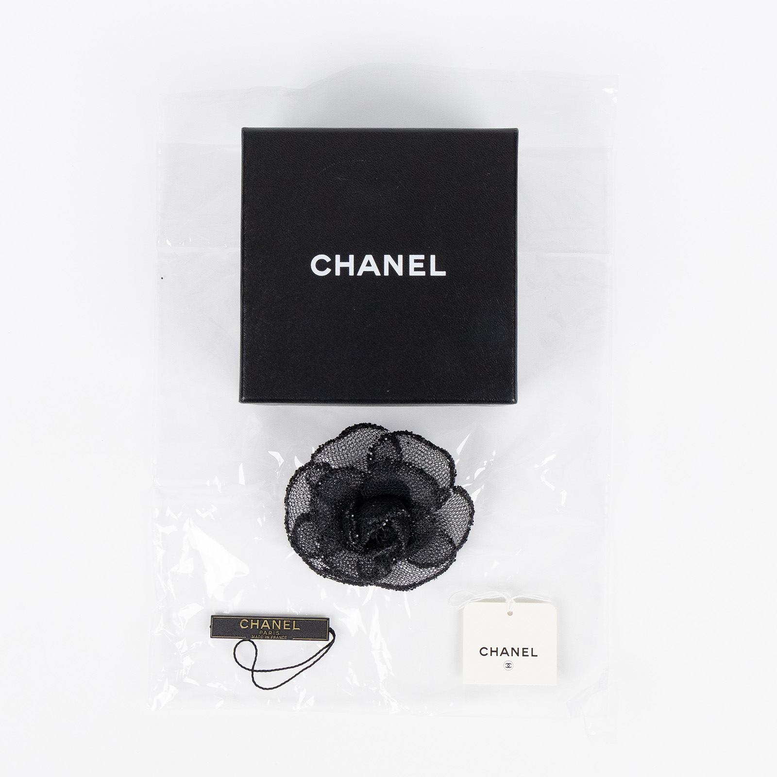 香奈兒 CHANEL 胸針 飾品  黑網紗胸針 原廠盒子