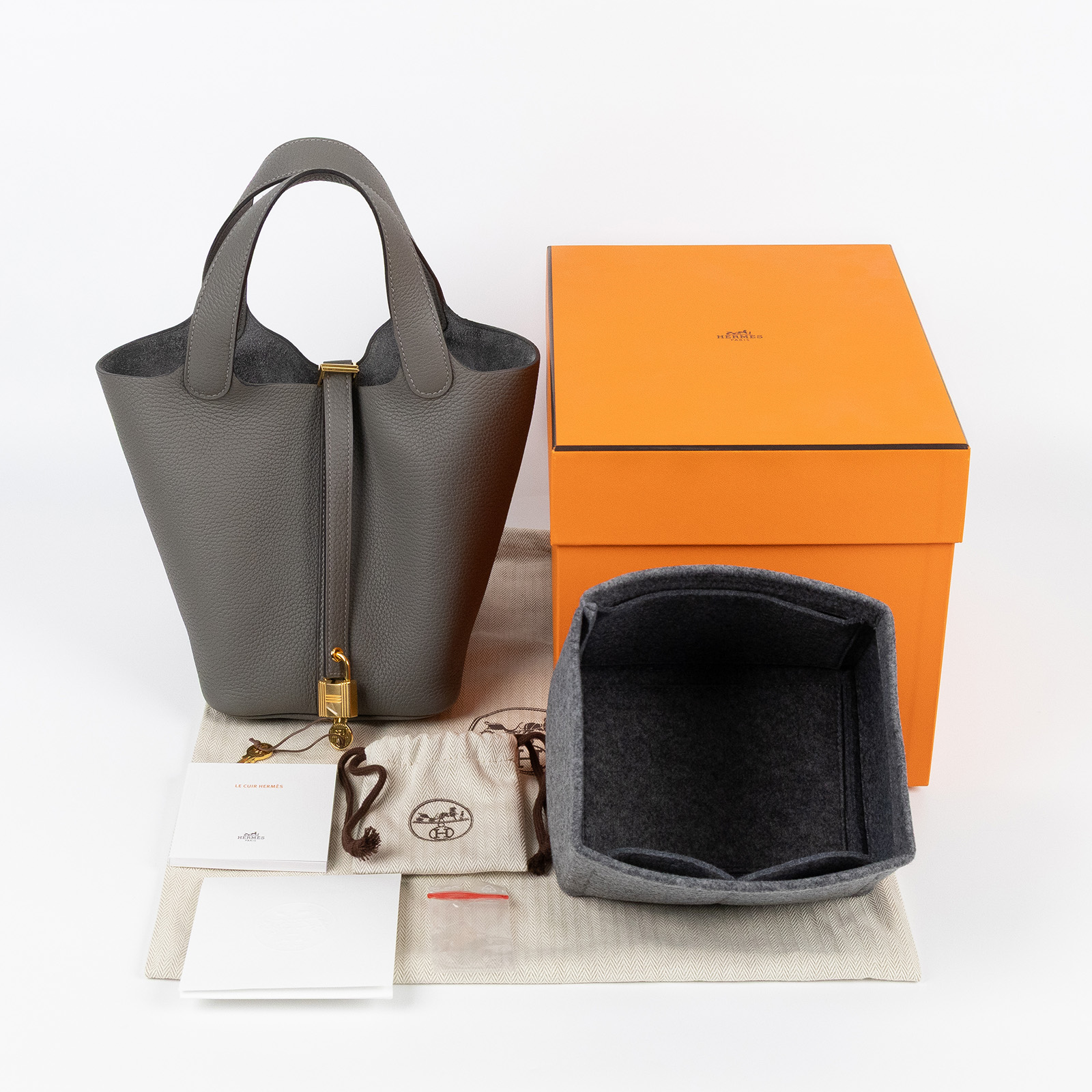 愛馬仕 Hermès Picotin Lock 18 菜籃子包 H056289 U刻 積雨雲灰PICOTIN18 防塵袋/原廠盒子