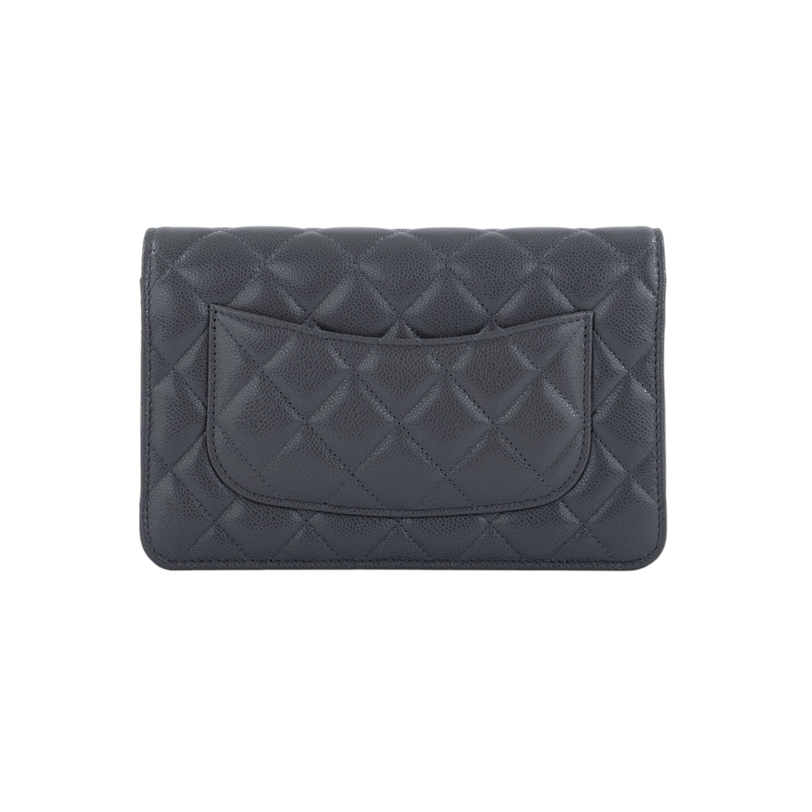 香奈兒 CHANEL 菱格紋 woc 口蓋包  晶片款 深灰荔枝WOC 原廠盒子/防塵袋