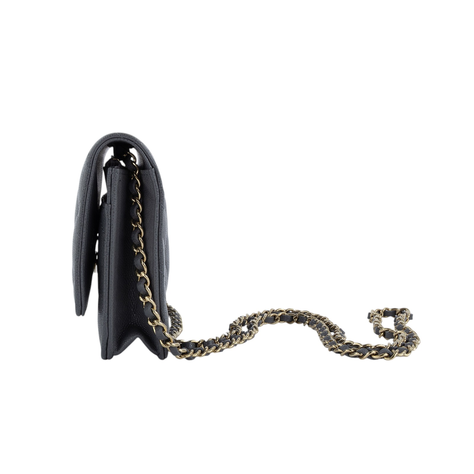 香奈兒 CHANEL 菱格紋 woc 口蓋包  晶片款 深灰荔枝WOC 原廠盒子/防塵袋