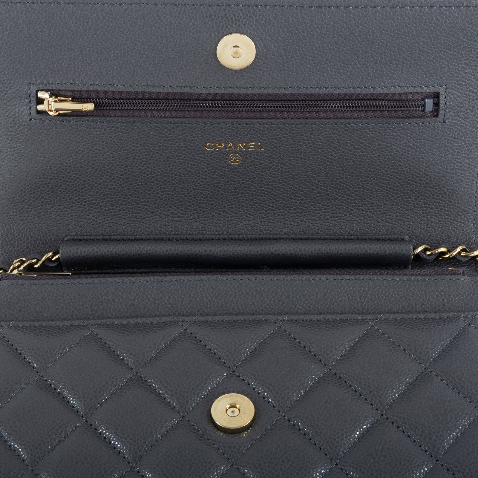 香奈兒 CHANEL 菱格紋 woc 口蓋包  晶片款 深灰荔枝WOC 原廠盒子/防塵袋