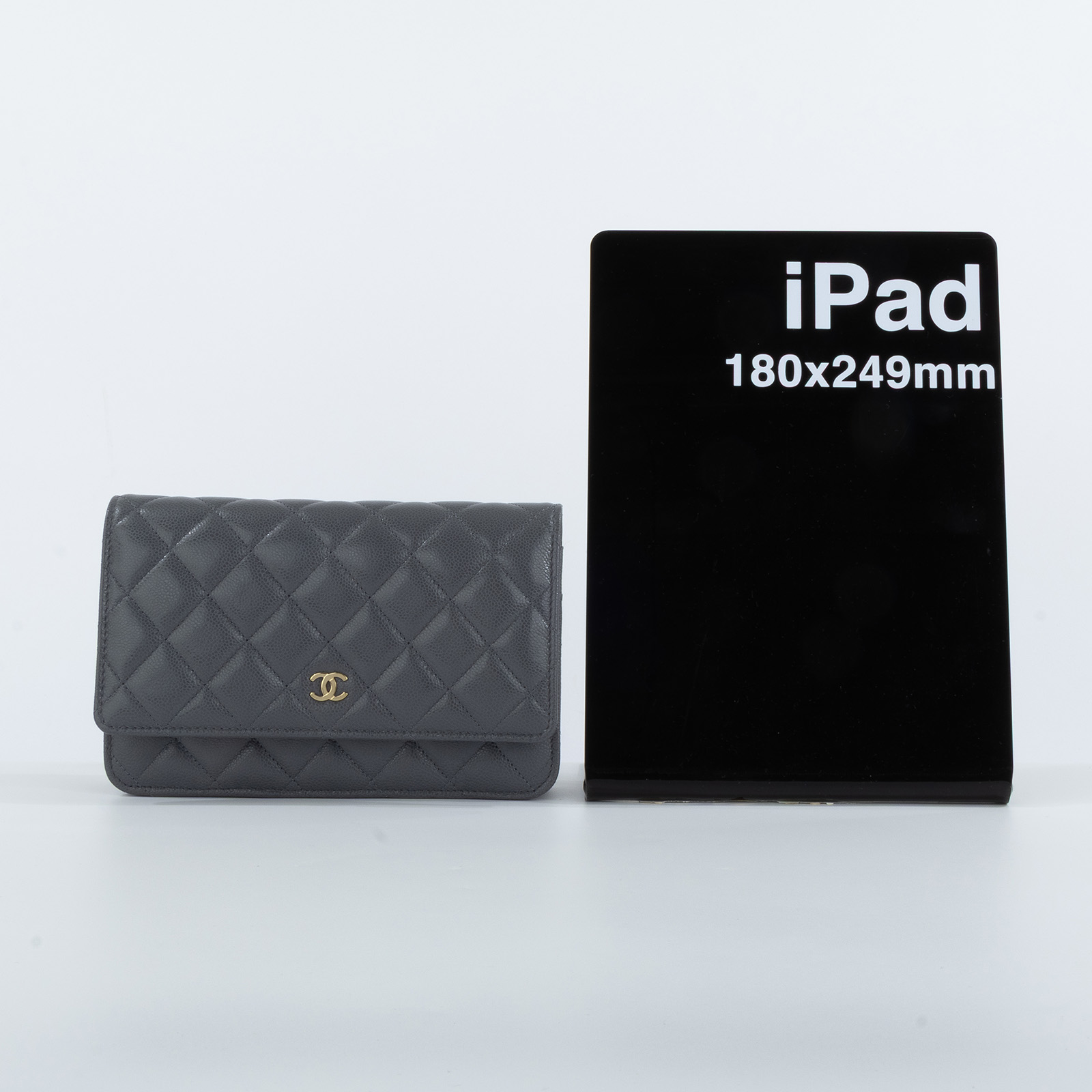 香奈兒 CHANEL 菱格紋 woc 口蓋包  晶片款 深灰荔枝WOC 原廠盒子/防塵袋