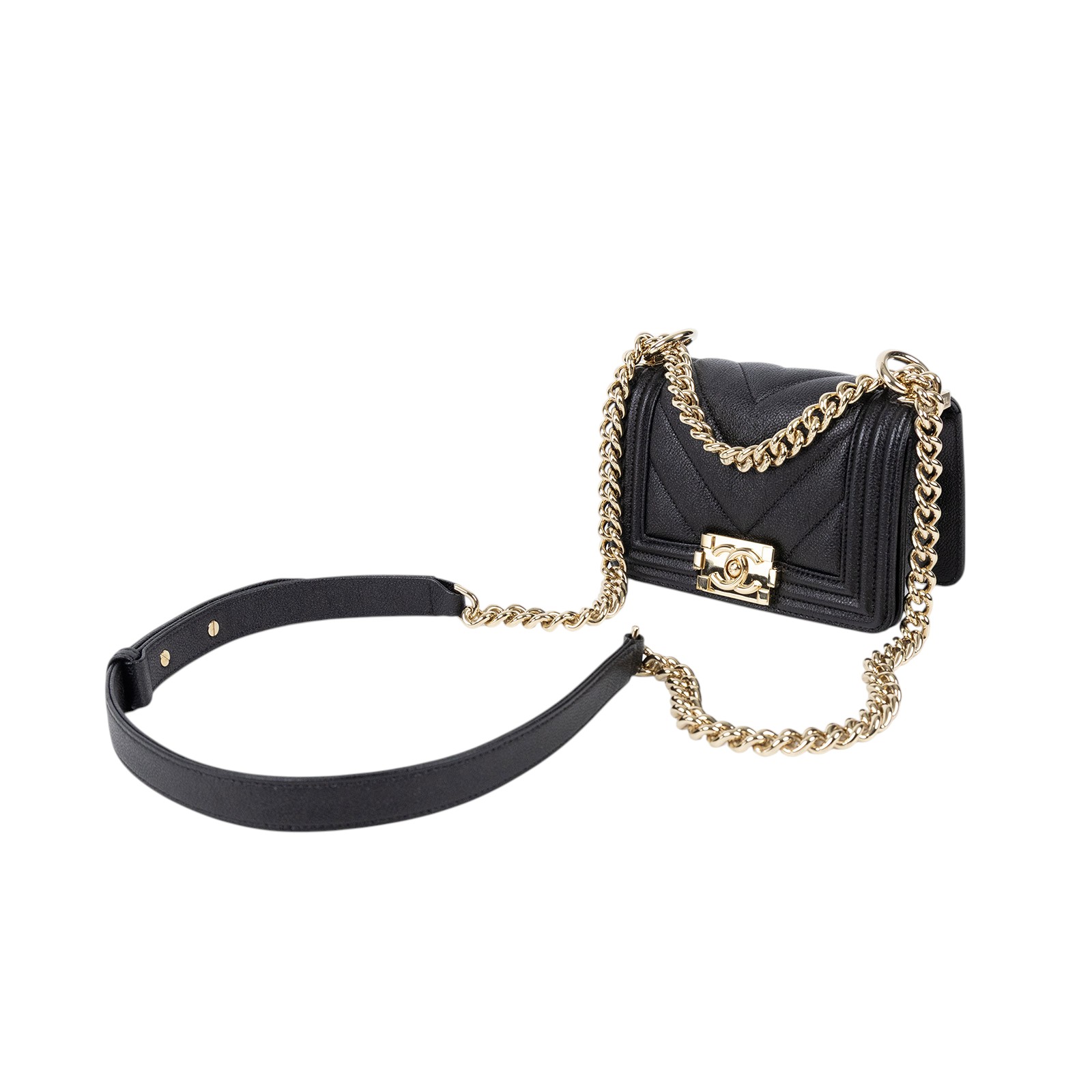 香奈兒 CHANEL Boy 迷你 口蓋包 A67364 晶片款 黑金荔枝MINI BOY 原廠盒子