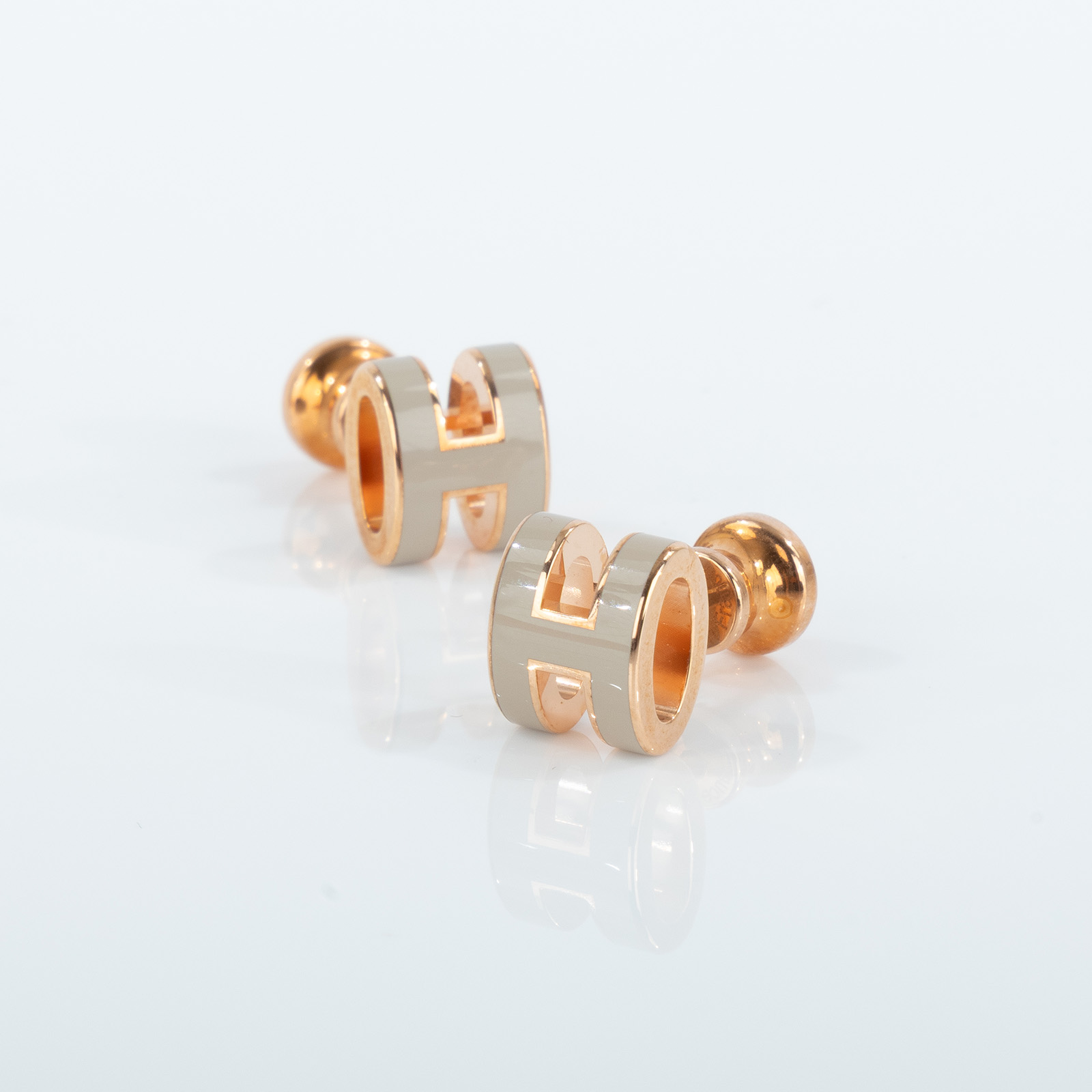 愛馬仕 Hermès Mini Pop H 耳釘 淺褐色 H608002FO55  栗子灰玫金MINI POP H耳環2 原廠盒子