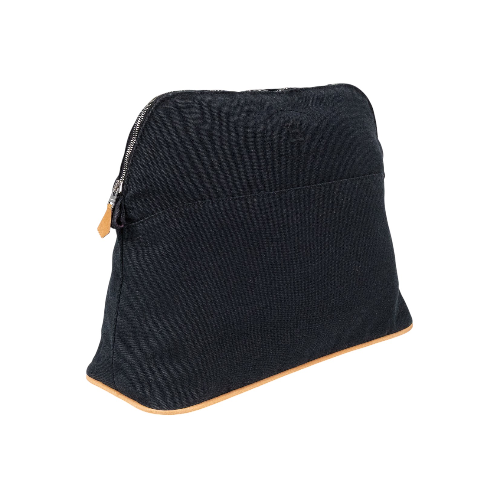 愛馬仕 Hermes Bolide 收納包 大型  黑帆布化妝包 大 無附屬品