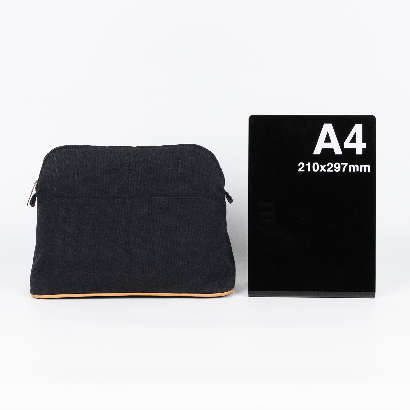 愛馬仕 Hermes Bolide 收納包 大型  黑帆布化妝包 大 無附屬品