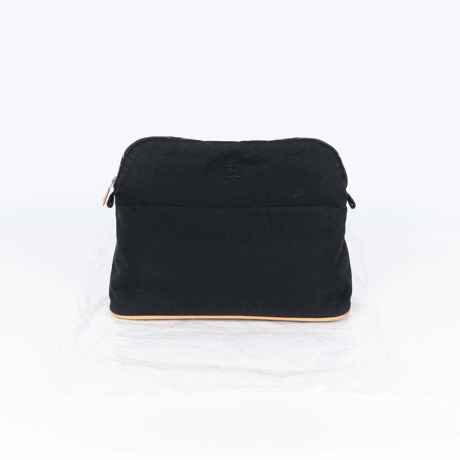 愛馬仕 Hermes Bolide 收納包 大型  黑帆布化妝包 大 無附屬品