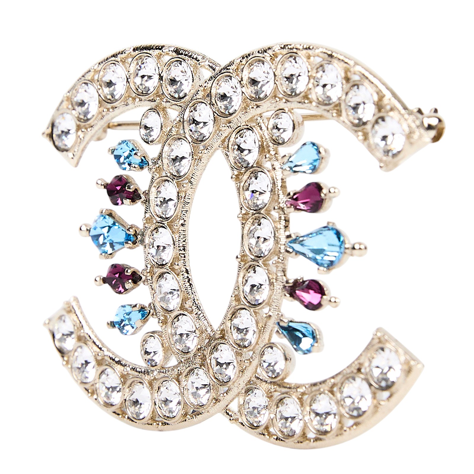 香奈兒 CHANEL 胸針 飾品 S19S 大水鑽雙C胸針 原廠盒子