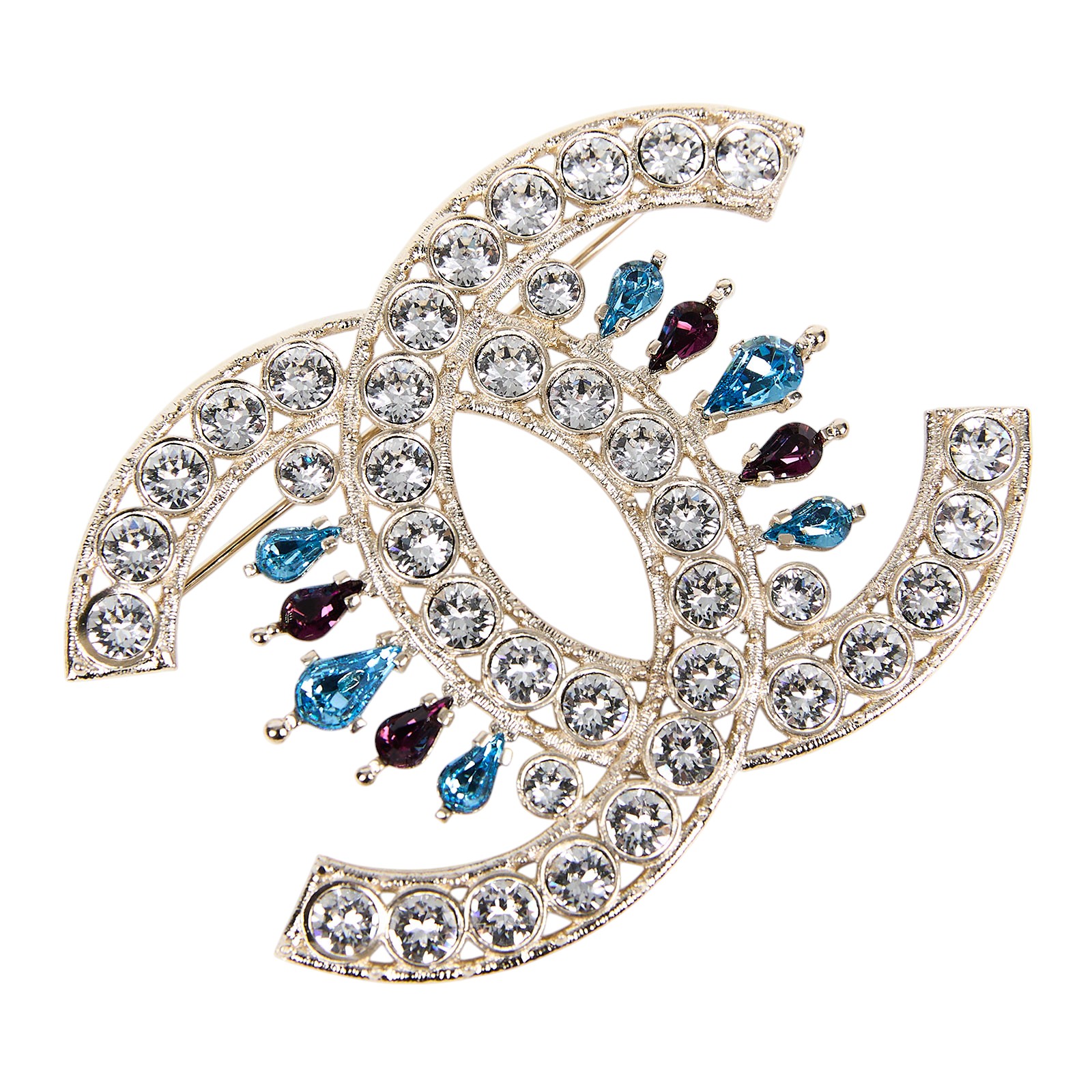 香奈兒 CHANEL 胸針 飾品 S19S 大水鑽雙C胸針 原廠盒子