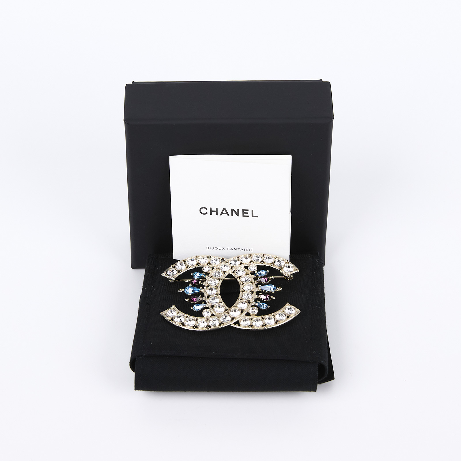 香奈兒 CHANEL 胸針 飾品 S19S 大水鑽雙C胸針 原廠盒子