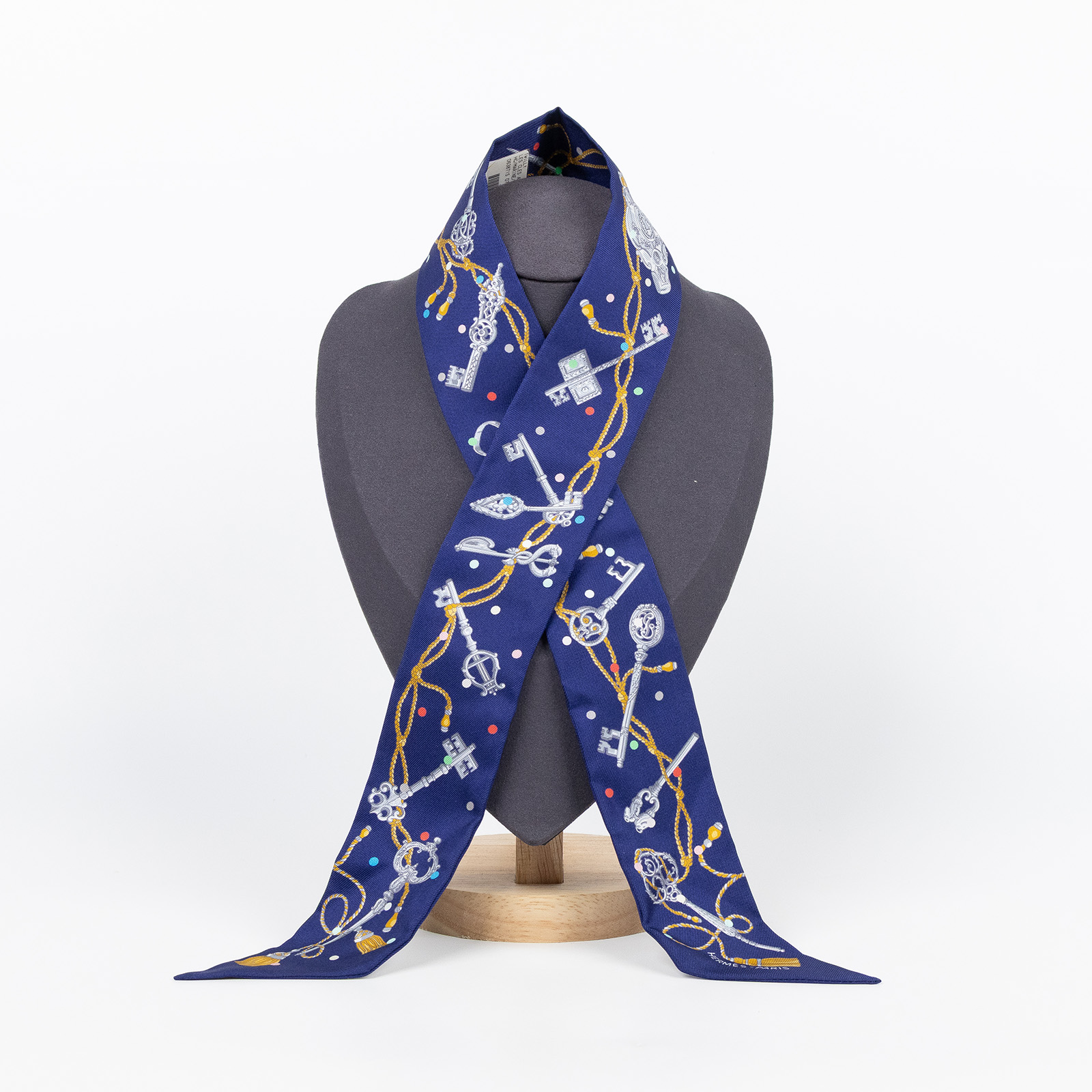 愛馬仕 Hermès Twilly 絲巾 TWILLYS85  深藍多款鑰匙twilly1 原廠盒子