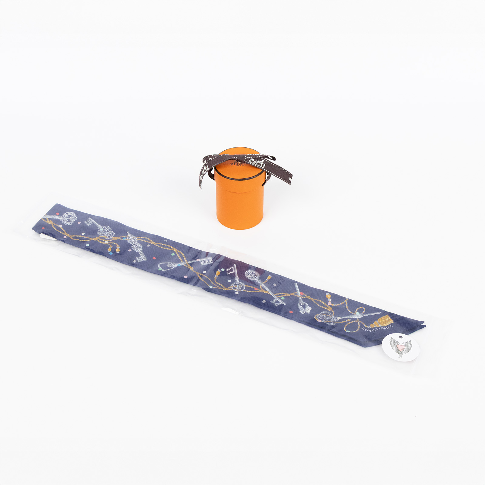 愛馬仕 Hermès Twilly 絲巾 TWILLYS85  深藍多款鑰匙twilly1 原廠盒子