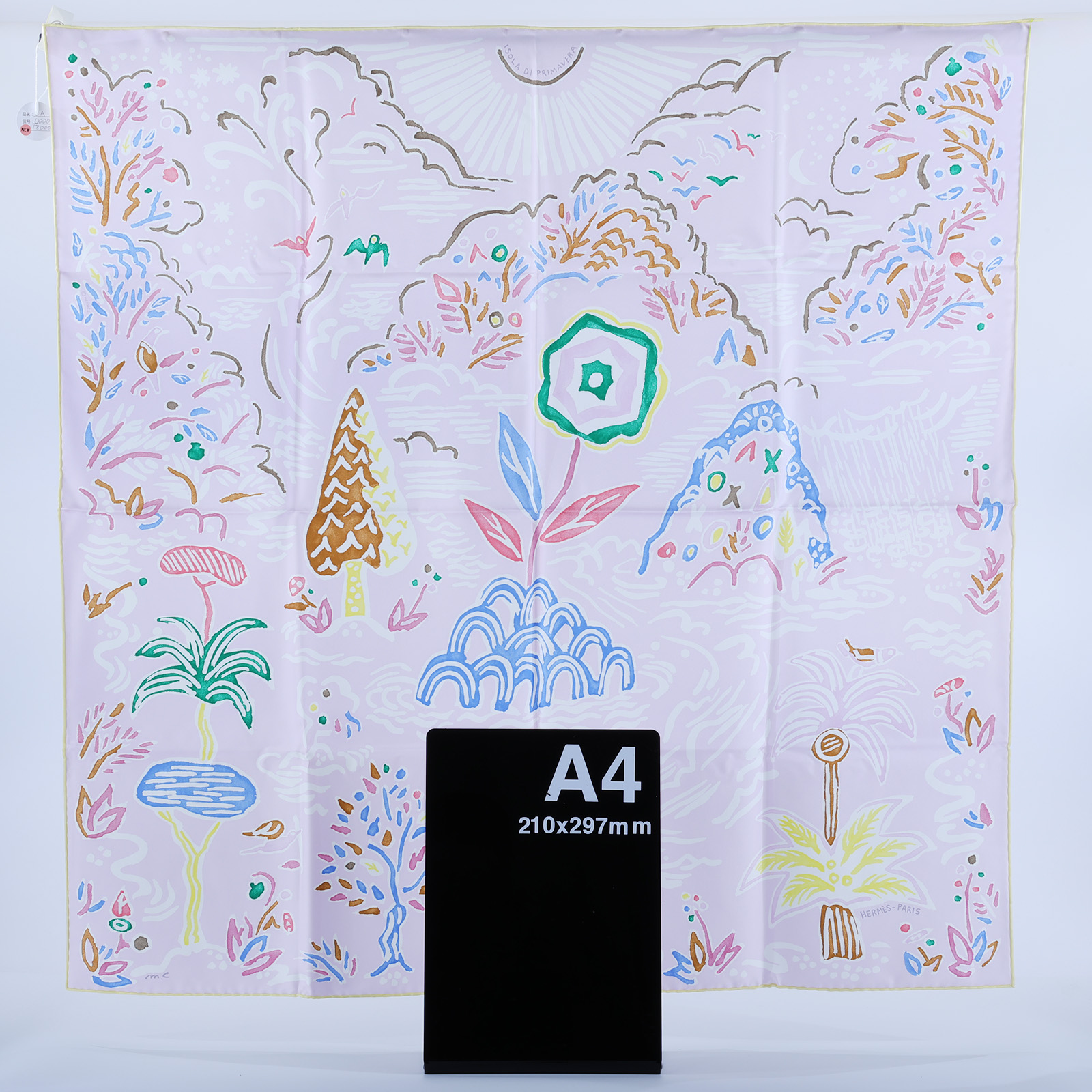 愛馬仕 Hermes Isola di Primavera scarf 90 絲巾 H003755Sv08 粉紫黃邊絲巾90 原廠盒子