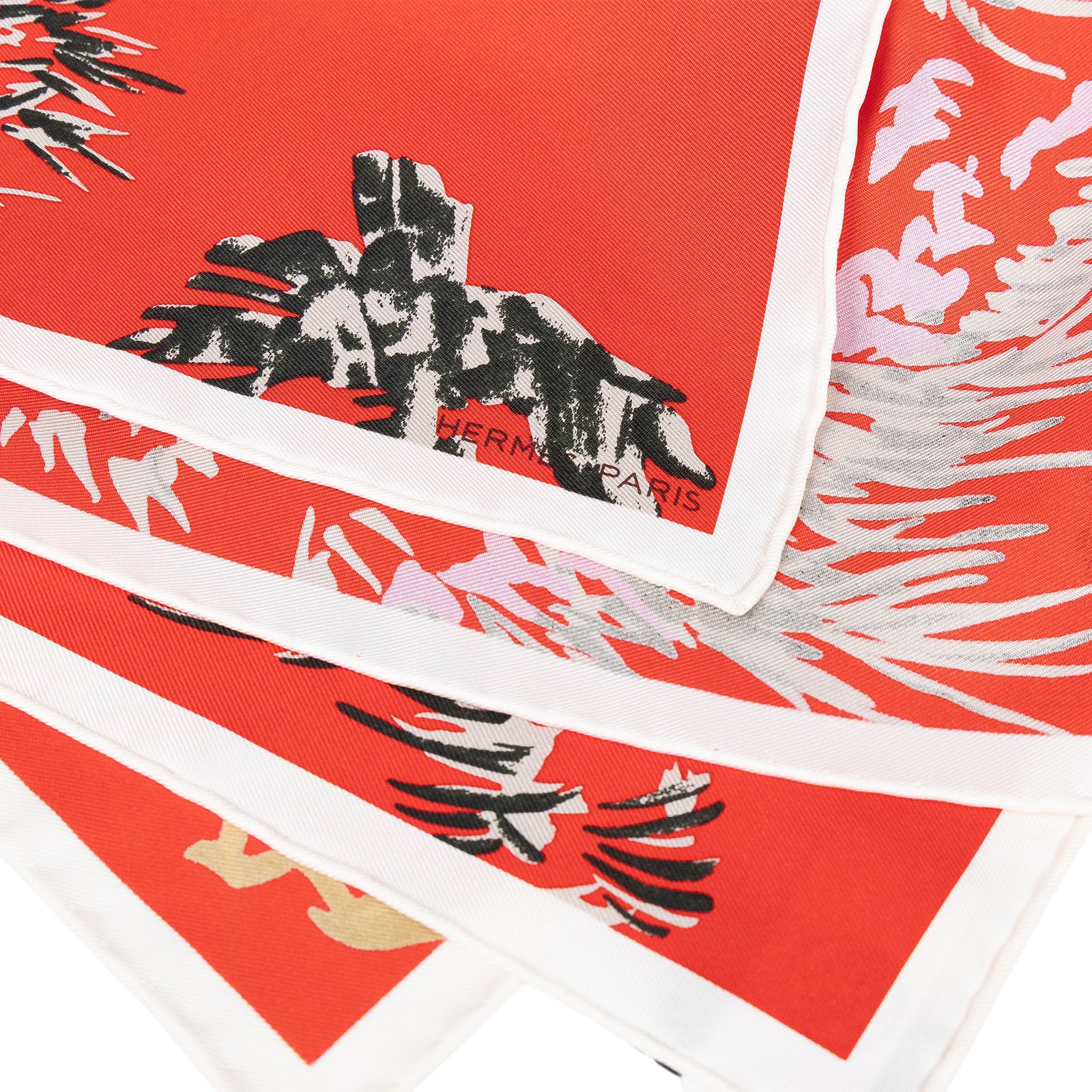 愛馬仕 Hermes Les Tigreaux scarf 45 方巾 H892491S 紅老虎嬉戲絲巾45 原廠盒子