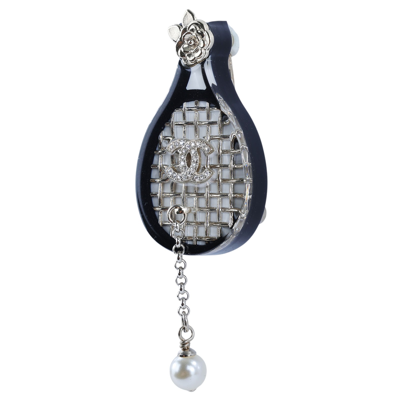 香奈兒 CHANEL 胸針 飾品 D21C 珍珠水鑽雙C網球拍胸針 原廠盒子