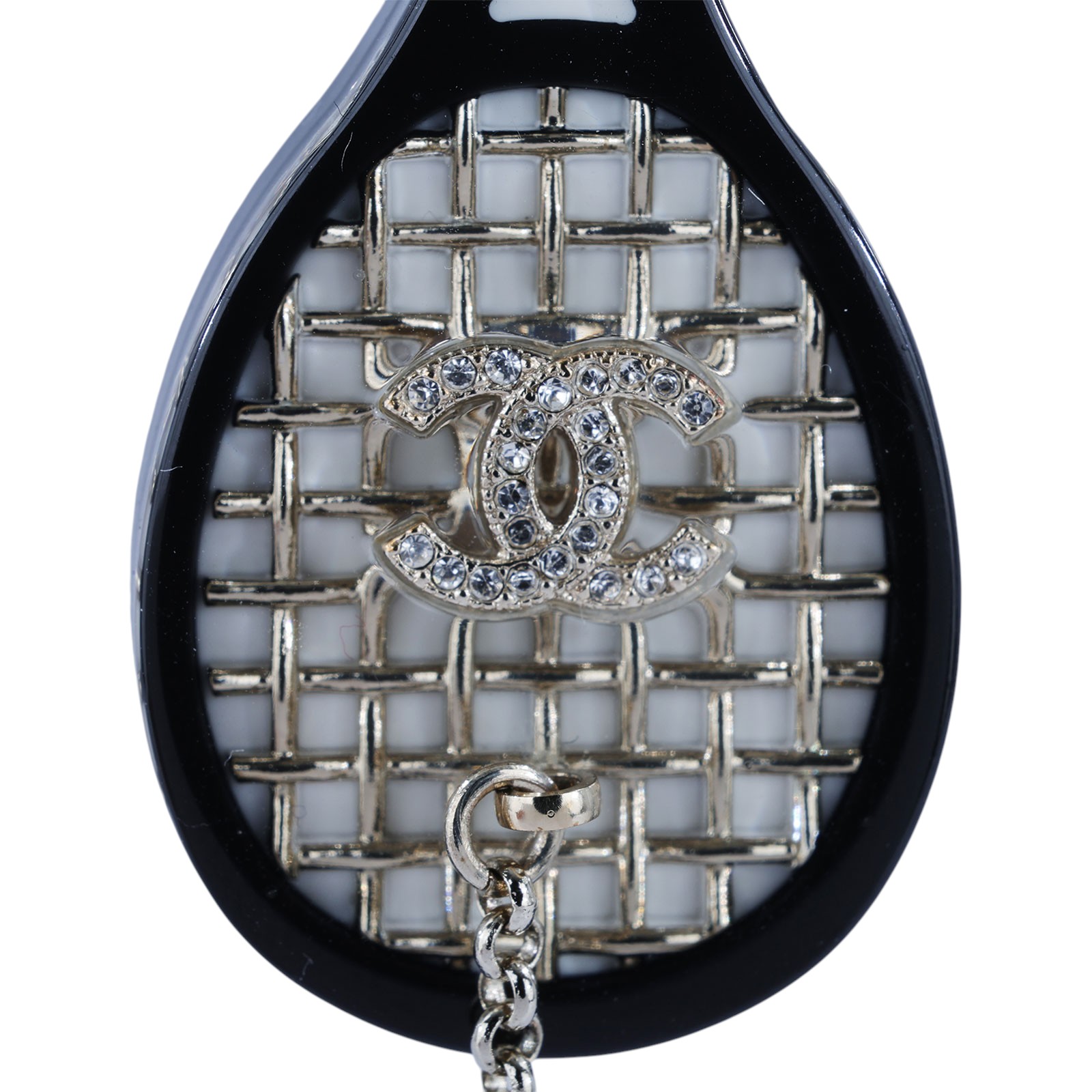 香奈兒 CHANEL 胸針 飾品 D21C 珍珠水鑽雙C網球拍胸針 原廠盒子