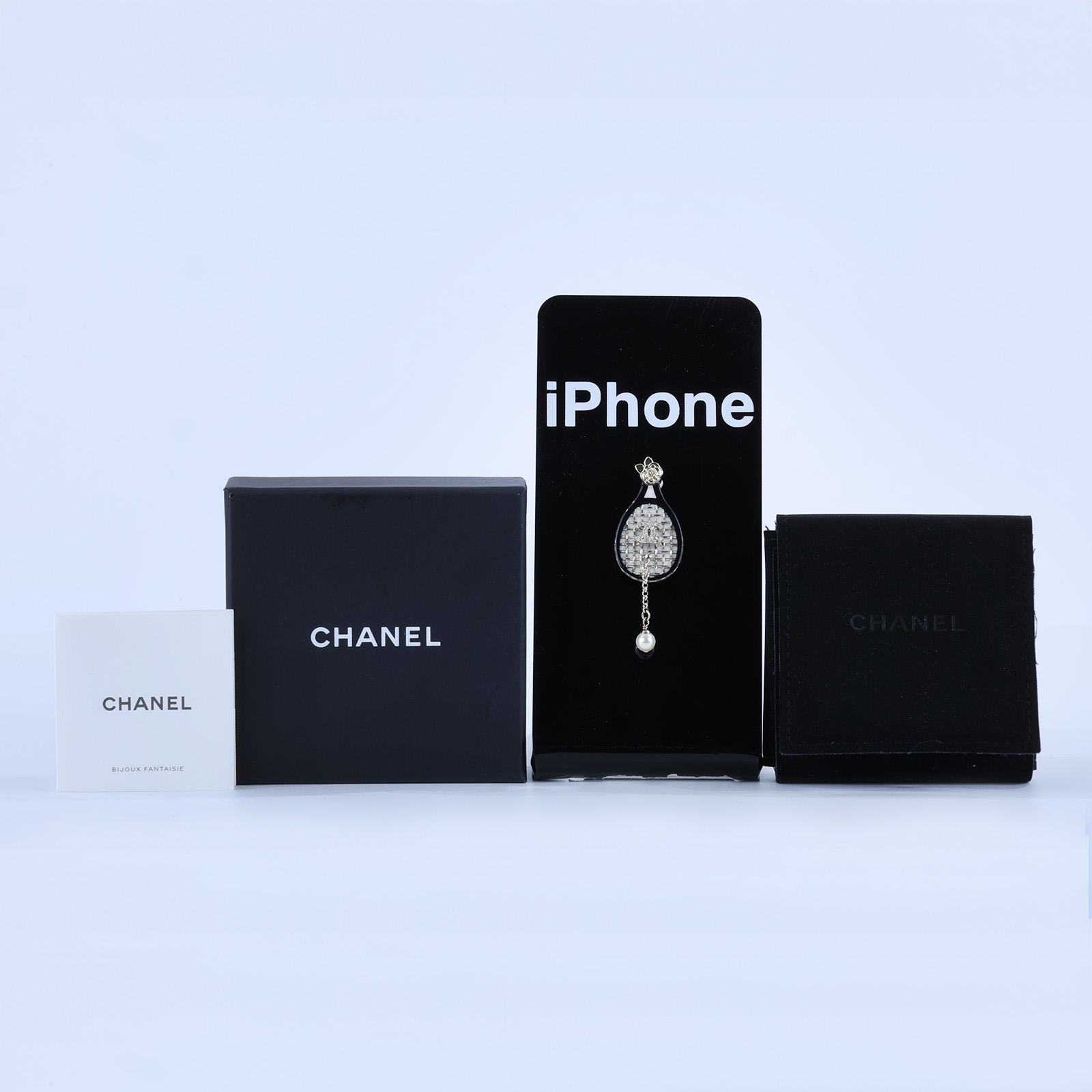 香奈兒 CHANEL 胸針 飾品 D21C 珍珠水鑽雙C網球拍胸針 原廠盒子