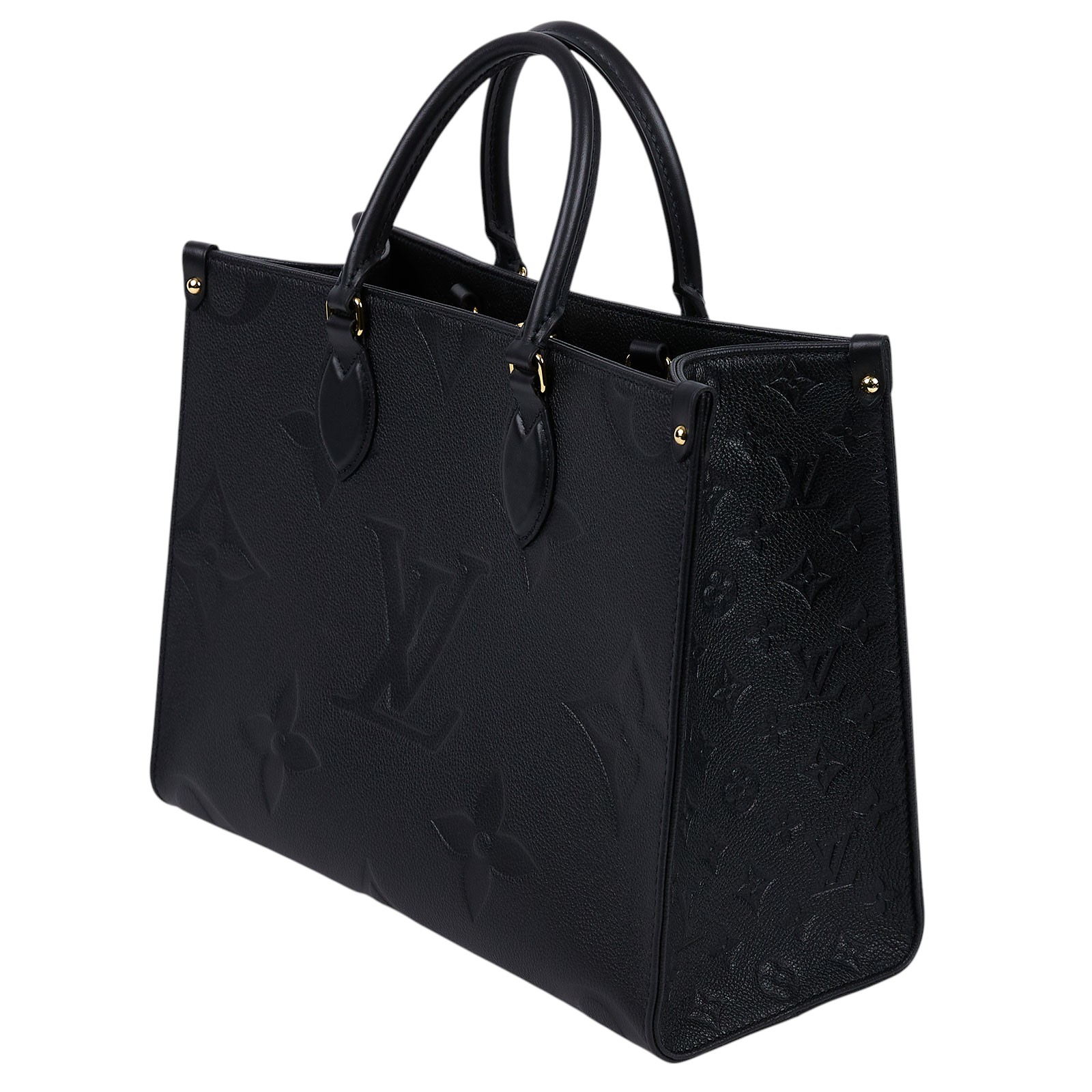 路易威登 LOUIS VUITTON OnTheGo MM 黑色 壓花 手提 肩背包 M45595 晶片款 黑ONTHEGO MM 防塵袋/原廠盒子/購買證明