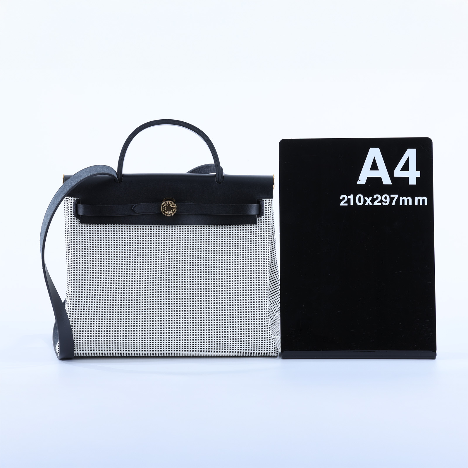 愛馬仕 Hermès Herbag Zip 20 金色五金 黑色 H082926CCAA U刻 黑白格HERBAG31 防塵袋/原廠盒子/鎖組/購買證明