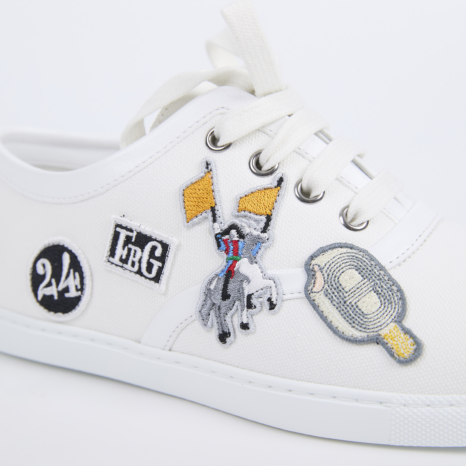 愛馬仕 Hermes Innocent 運動鞋 女鞋 H241180Zv90370 白帆布刺繡球鞋 #37 防塵袋/原廠盒子/購買證明