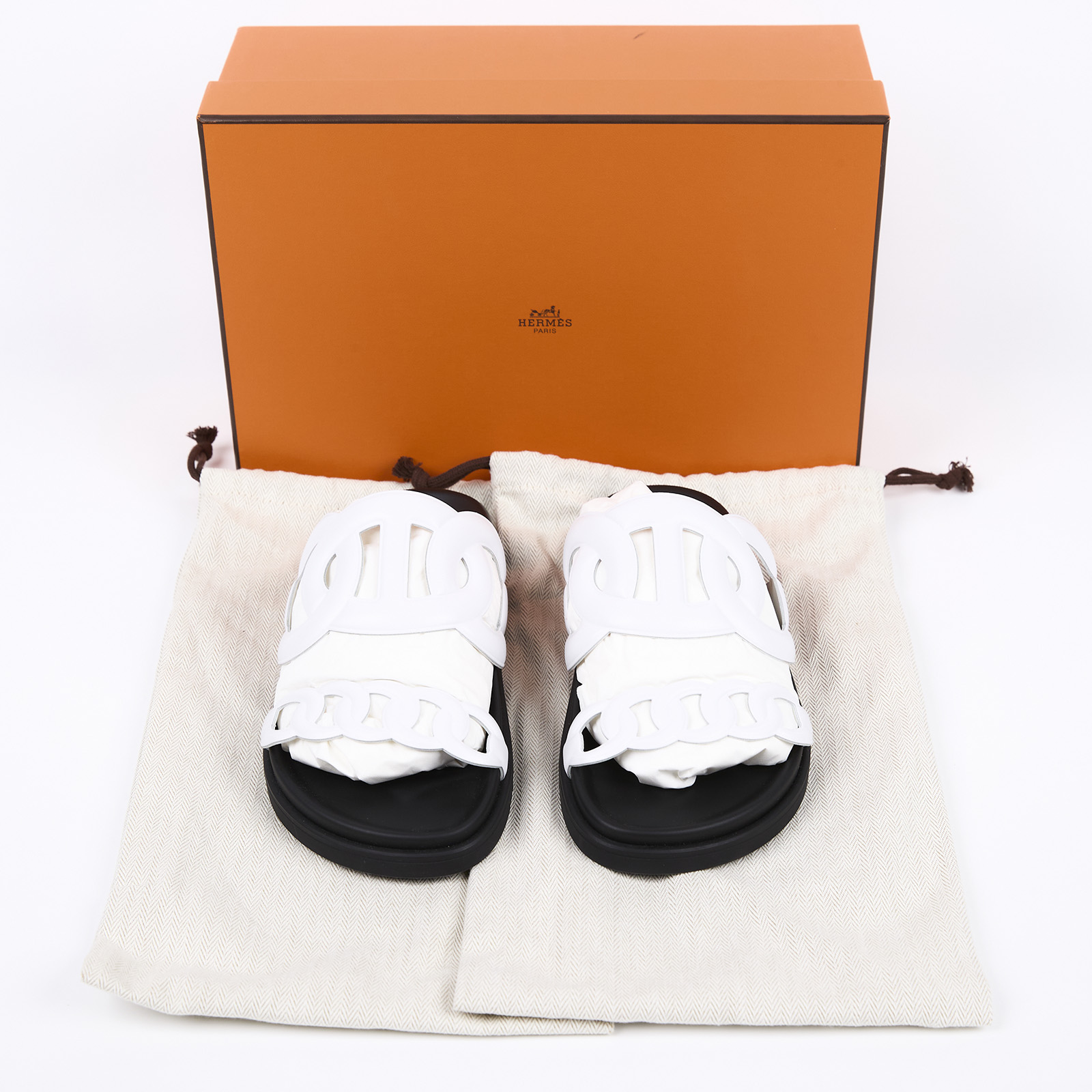 愛馬仕 Hermes Extra 涼鞋 白色 H222302Zv92375  白豬鼻二舅拖 #37.5 防塵袋/原廠盒子