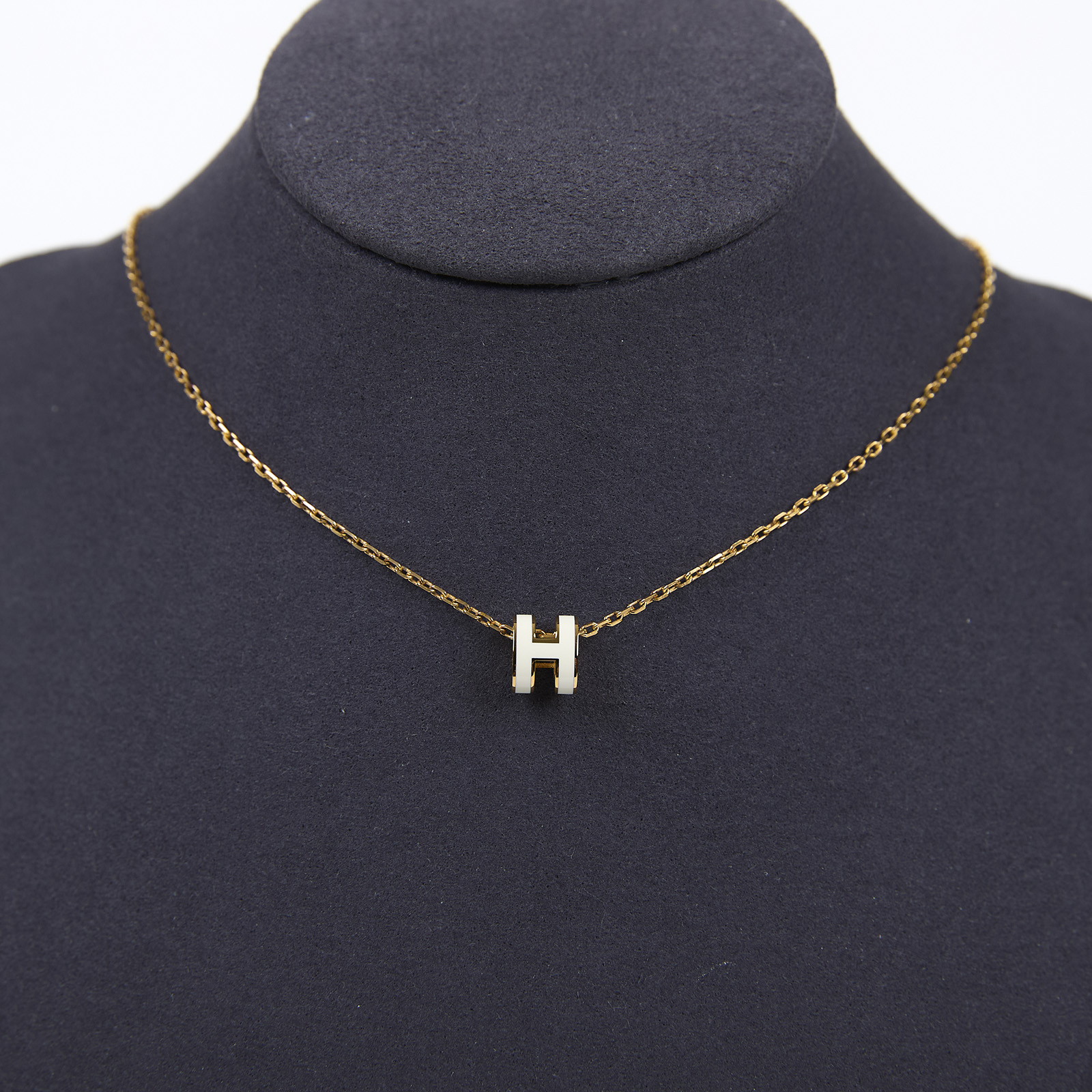 愛馬仕 Hermès Mini Pop H 耳釘 白色 H608002FO49  白金MINI POP H項鍊 防塵袋/原廠盒子