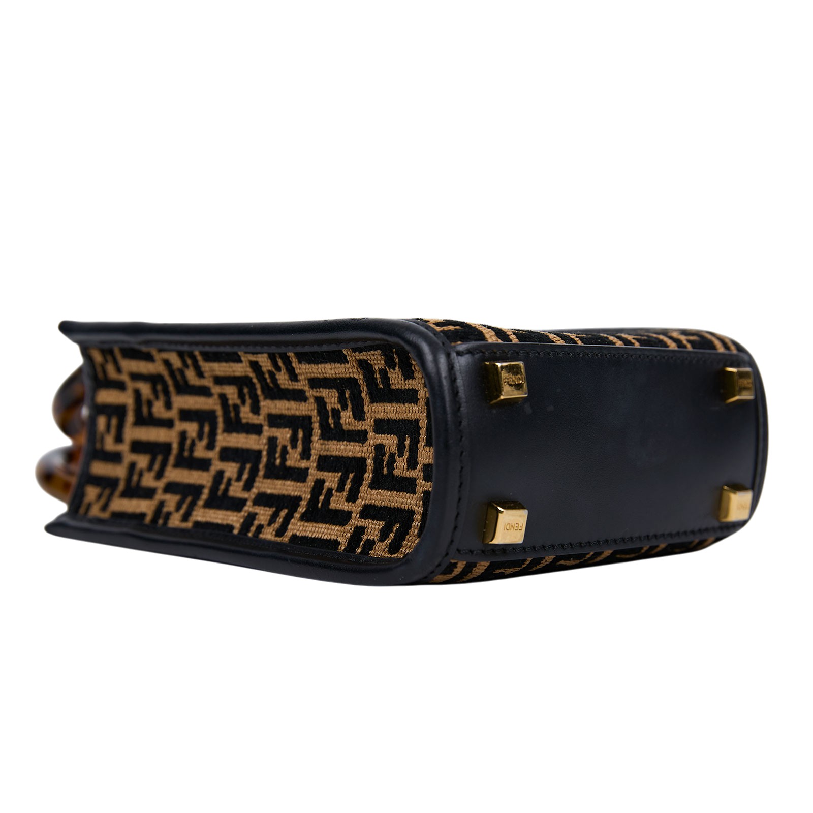 芬迪 FENDI Sunshine 迷你 手提包 皮革 迷你 包款 8BS051F0VPJ 咖黑FF編織琴譜包 防塵袋/保證卡