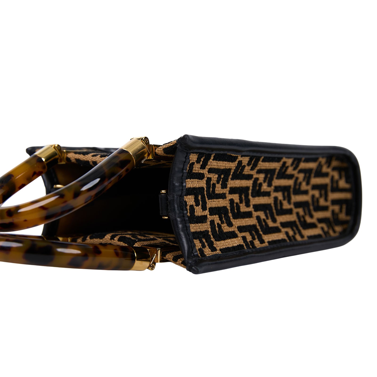 芬迪 FENDI Sunshine 迷你 手提包 皮革 迷你 包款 8BS051F0VPJ 咖黑FF編織琴譜包 防塵袋/保證卡