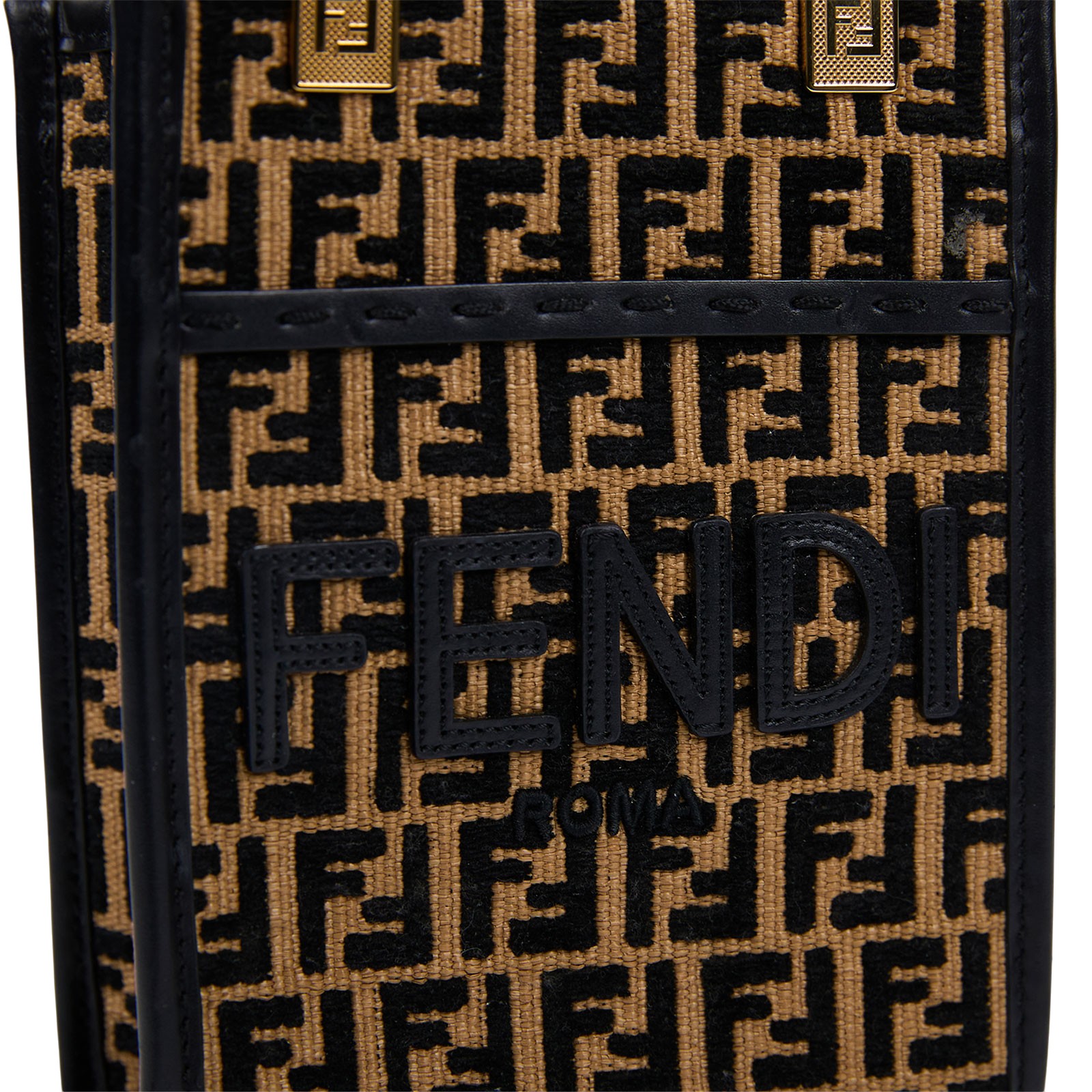 芬迪 FENDI Sunshine 迷你 手提包 皮革 迷你 包款 8BS051F0VPJ 咖黑FF編織琴譜包 防塵袋/保證卡