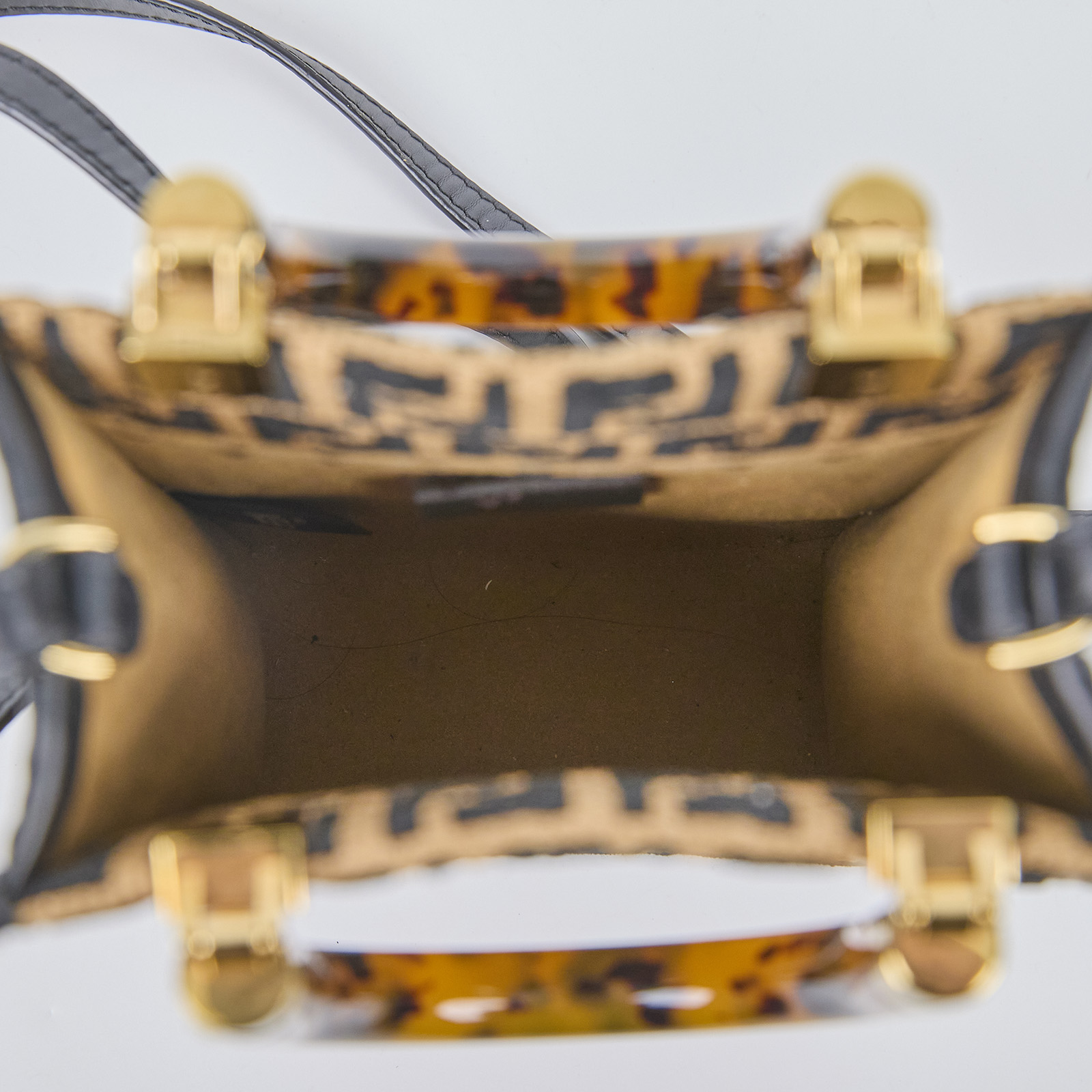 芬迪 FENDI Sunshine 迷你 手提包 皮革 迷你 包款 8BS051F0VPJ 咖黑FF編織琴譜包 防塵袋/保證卡