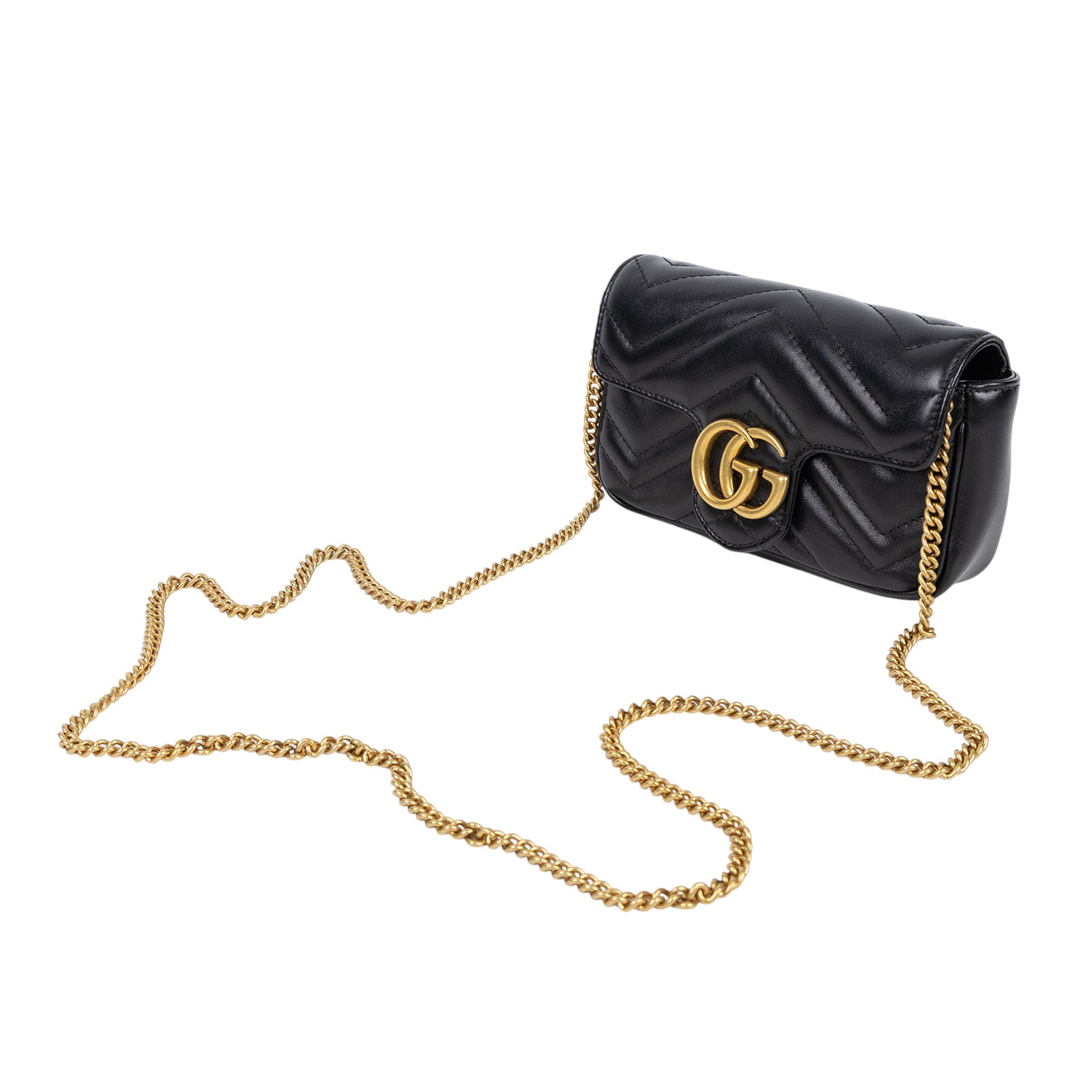 古馳 GUCCI GG Mormont 絎縫 超迷你袋 476433 DTDCT 黑Marmont MINI 防塵袋/原廠盒子