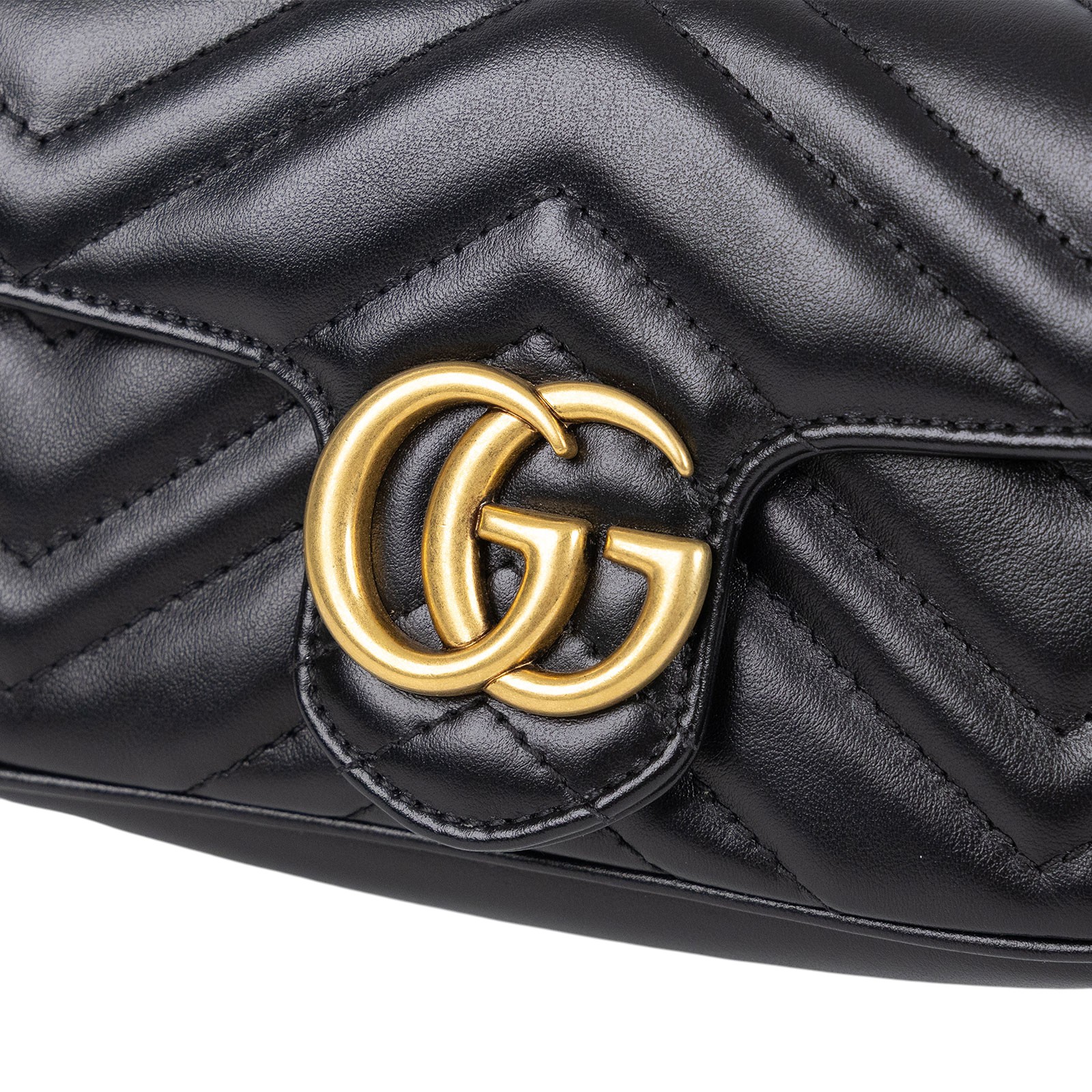 古馳 GUCCI GG Mormont 絎縫 超迷你袋 476433 DTDCT 黑Marmont MINI 防塵袋/原廠盒子