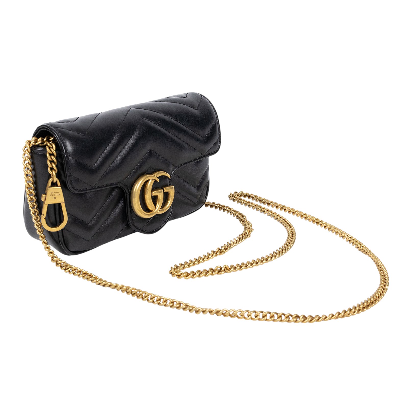 古馳 GUCCI GG Mormont 絎縫 超迷你袋 476433 DTDCT 黑Marmont MINI 防塵袋/原廠盒子