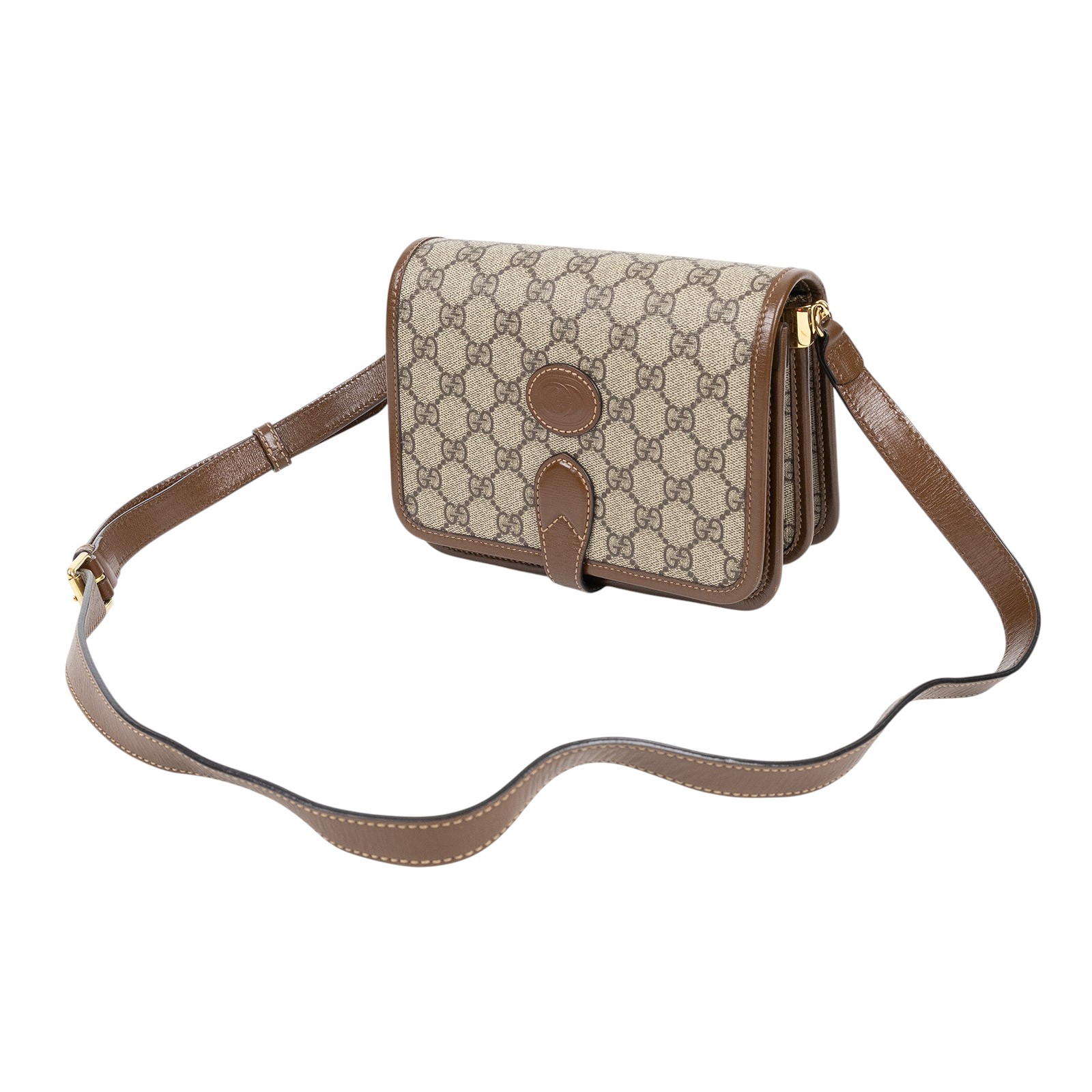 古馳 GUCCI Interlocking G 迷你 斜揹袋 671620 92TCG 棕Retro系列GG 帆布迷你復古馬鞍包肩背包 防塵袋