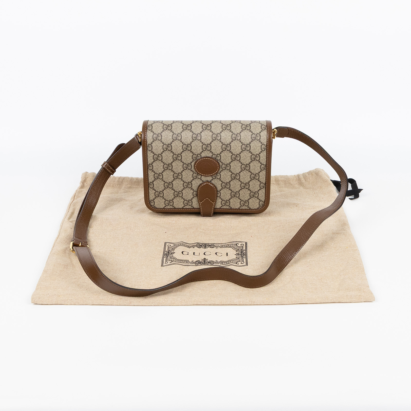 古馳 GUCCI Interlocking G 迷你 斜揹袋 671620 92TCG 棕Retro系列GG 帆布迷你復古馬鞍包肩背包 防塵袋