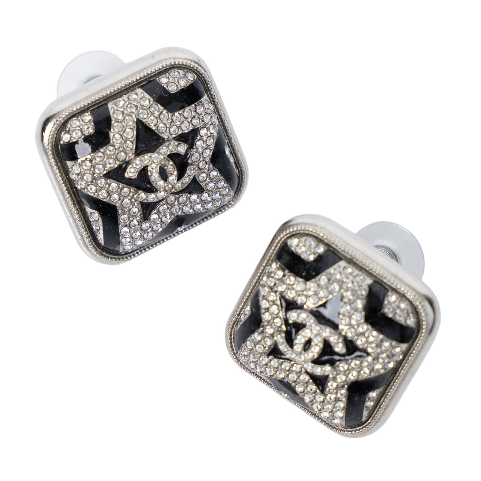 香奈兒 CHANEL 耳釘 ABB924 B14709A23 K 黑白水鑽LOGO耳環 原廠盒子