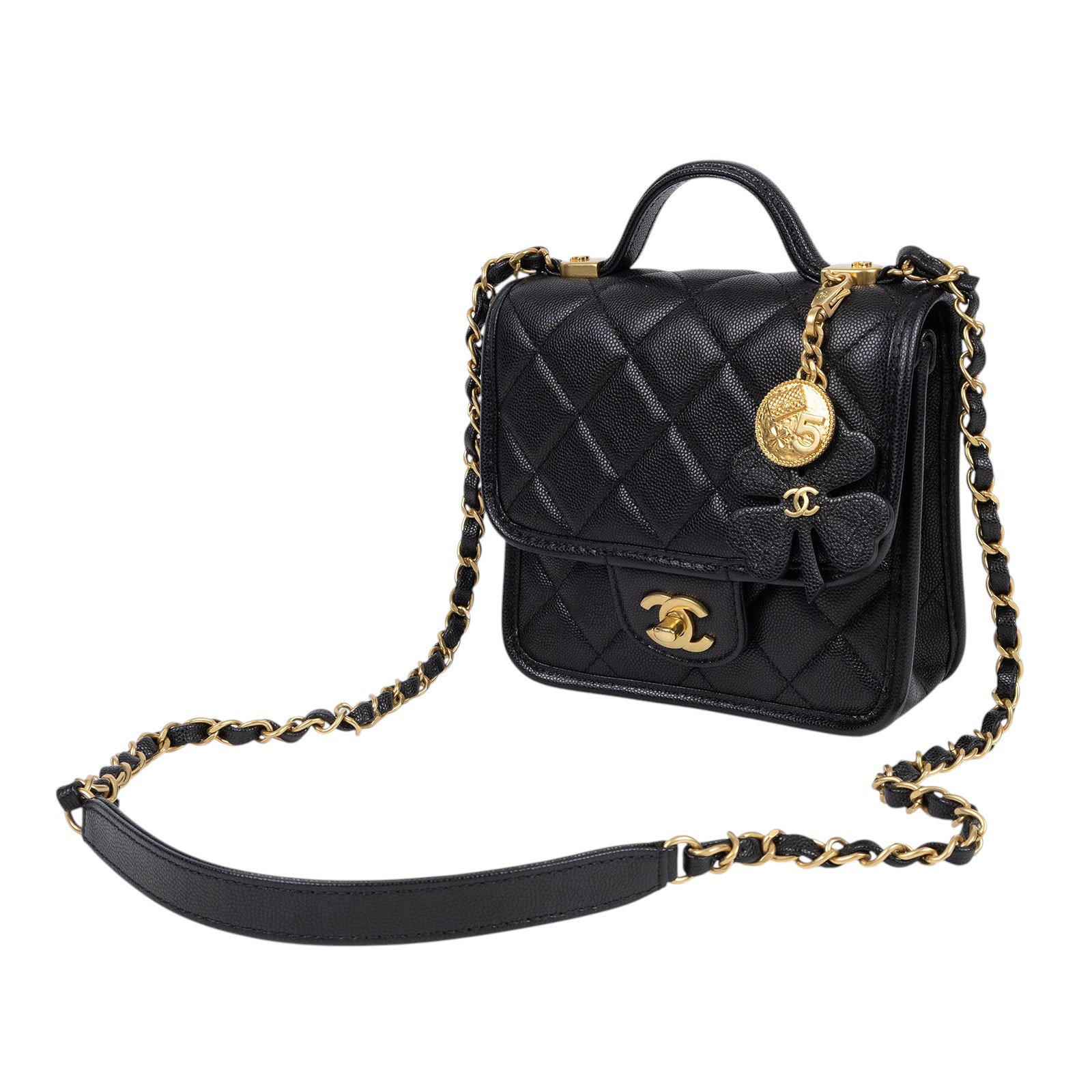 香奈兒 CHANEL 22k 名牌 肩背 豆腐包 郵差包 AS3652 晶片款 幸運草斜背 吊飾可拆 防塵袋/原廠盒子